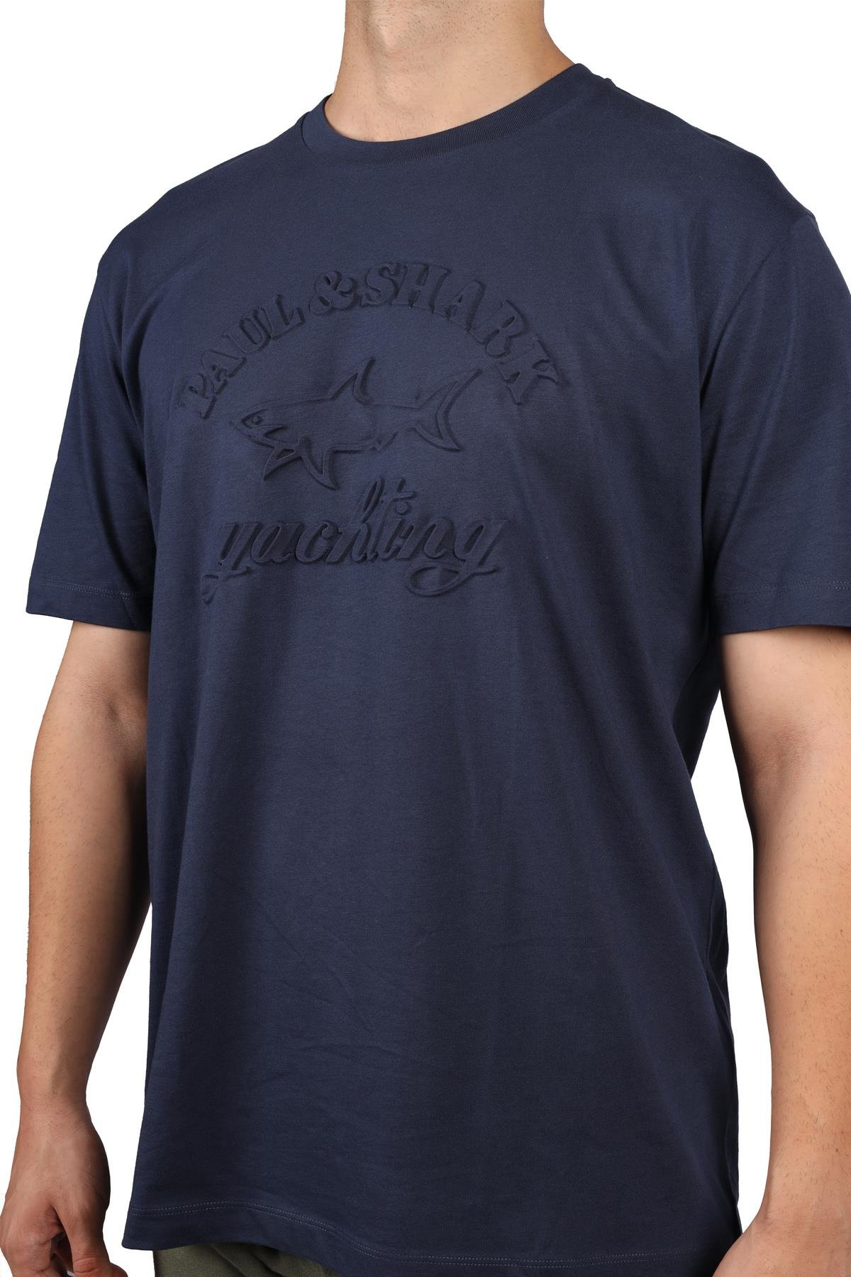 Paul Shark Paul Shark Erkek Pamuklu Bisiklet Yaka Kısa Kollu Lacivert T-Shirt 23411196-013