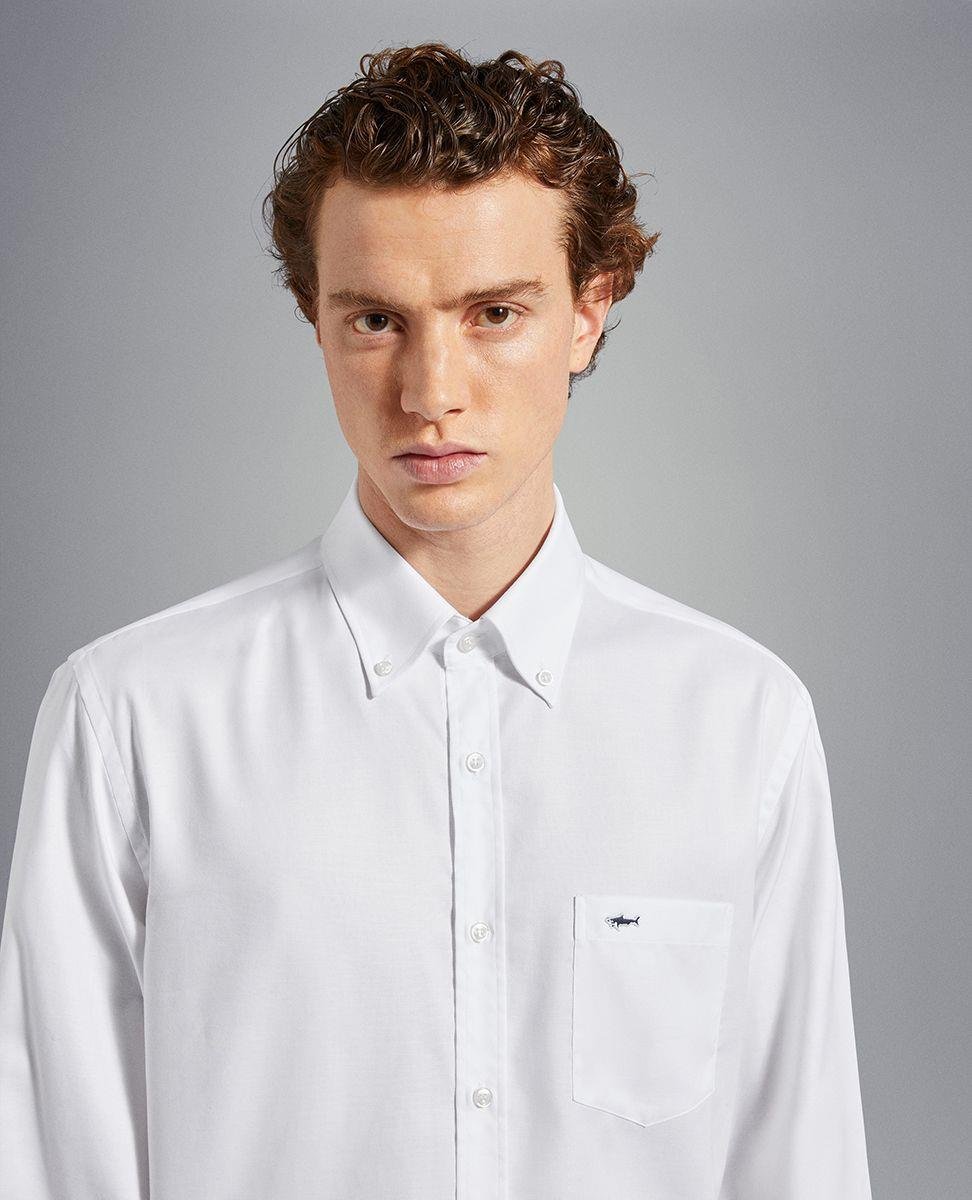 Paul Shark Paul Shark Erkek Pamuklu Normal Kesim Rahat Beyaz Gömlek C0P3000-010