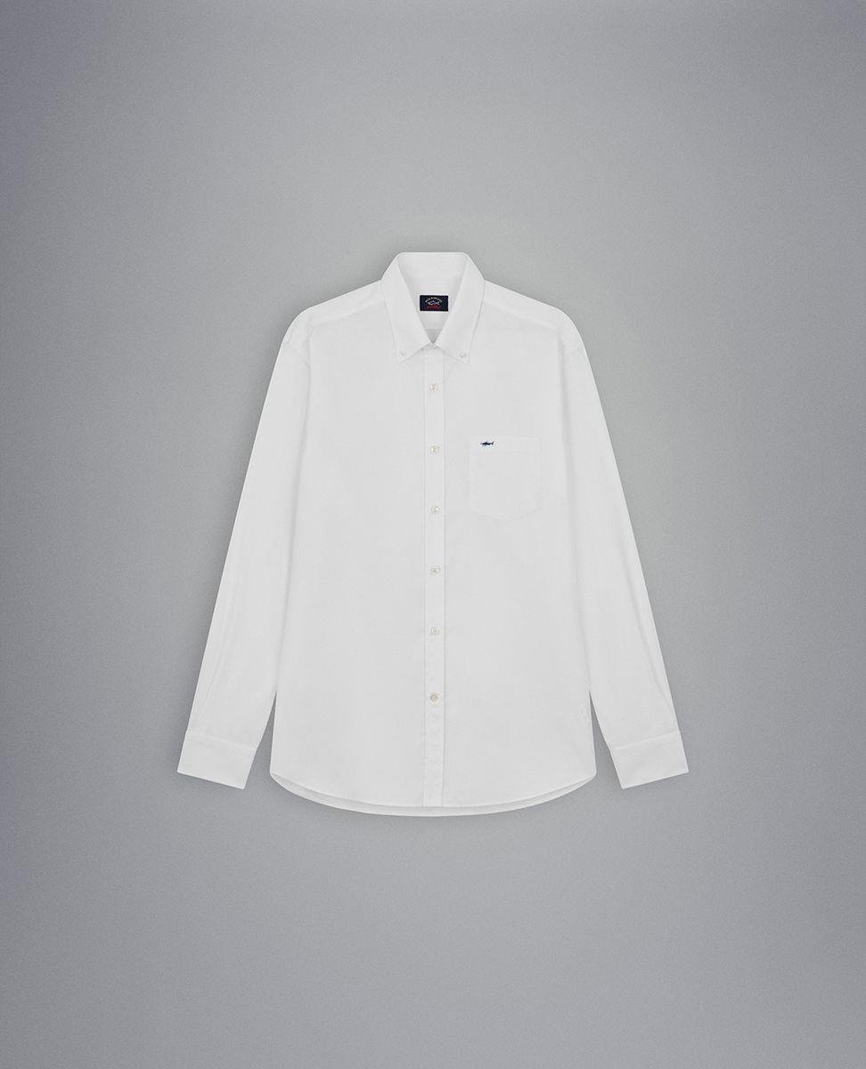 Paul Shark Paul Shark Erkek Pamuklu Normal Kesim Rahat Beyaz Gömlek C0P3000-010