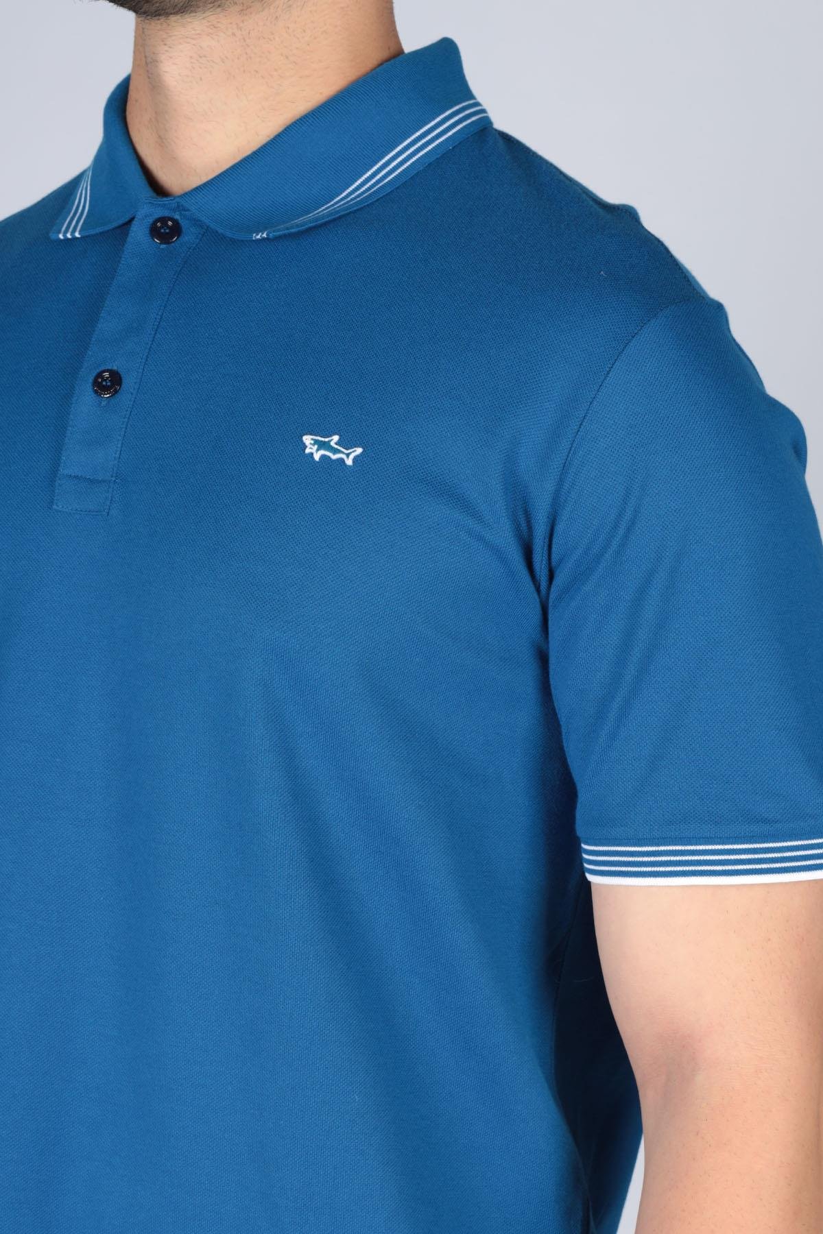 Paul Shark Paul Shark Erkek Pamuklu Polo Yakalı Rahat Kesim Günlük Kullanıma Uygun Mavi Polo Yaka T-Shirt 22411251-726