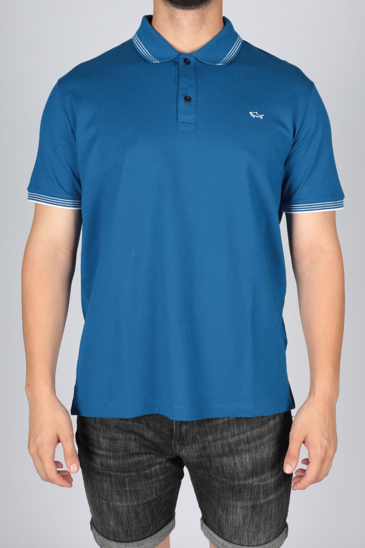 Paul Shark Paul Shark Erkek Pamuklu Polo Yakalı Rahat Kesim Günlük Kullanıma Uygun Mavi Polo Yaka T-Shirt 22411251-726