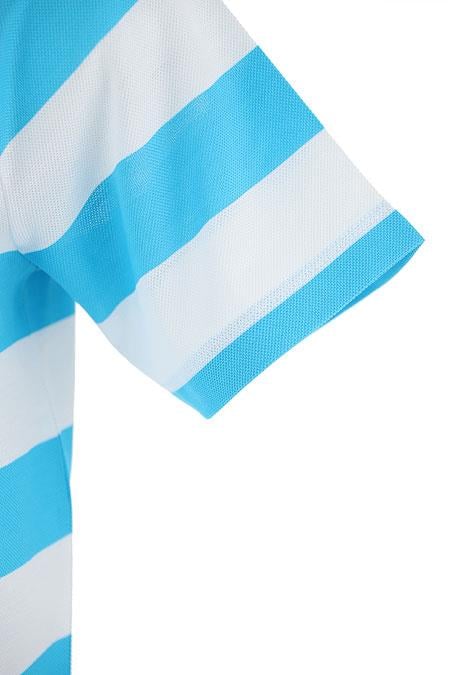 Paul Shark Paul Shark Erkek Pamuklu Regular Fit Çizgili Kısa Kollu Beyaz-Turkuaz Polo Yaka T-Shirt 23411231-148