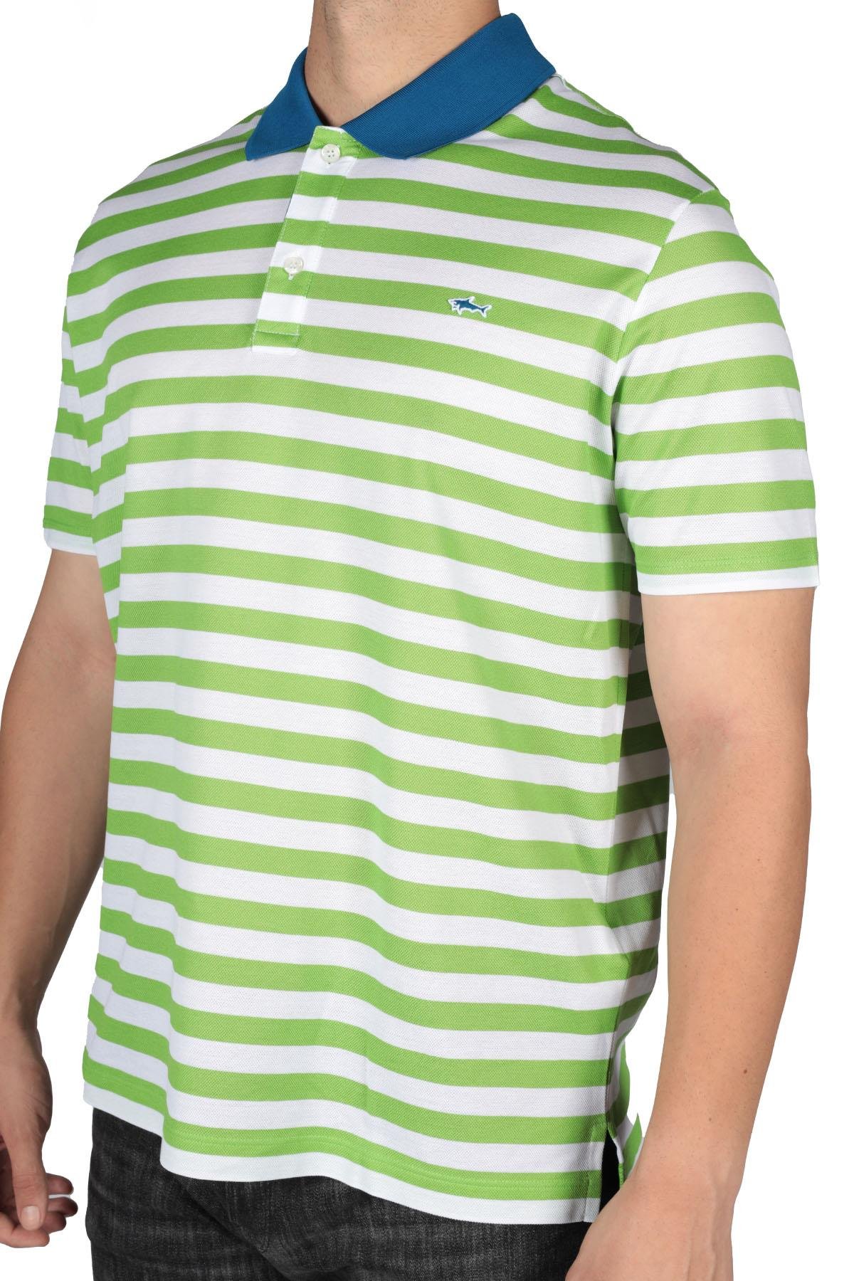 Paul Shark Paul Shark Erkek Pamuklu Regular Fit Çizgili Kısa Kollu Yeşil Polo Yaka T-Shirt 23411343-204