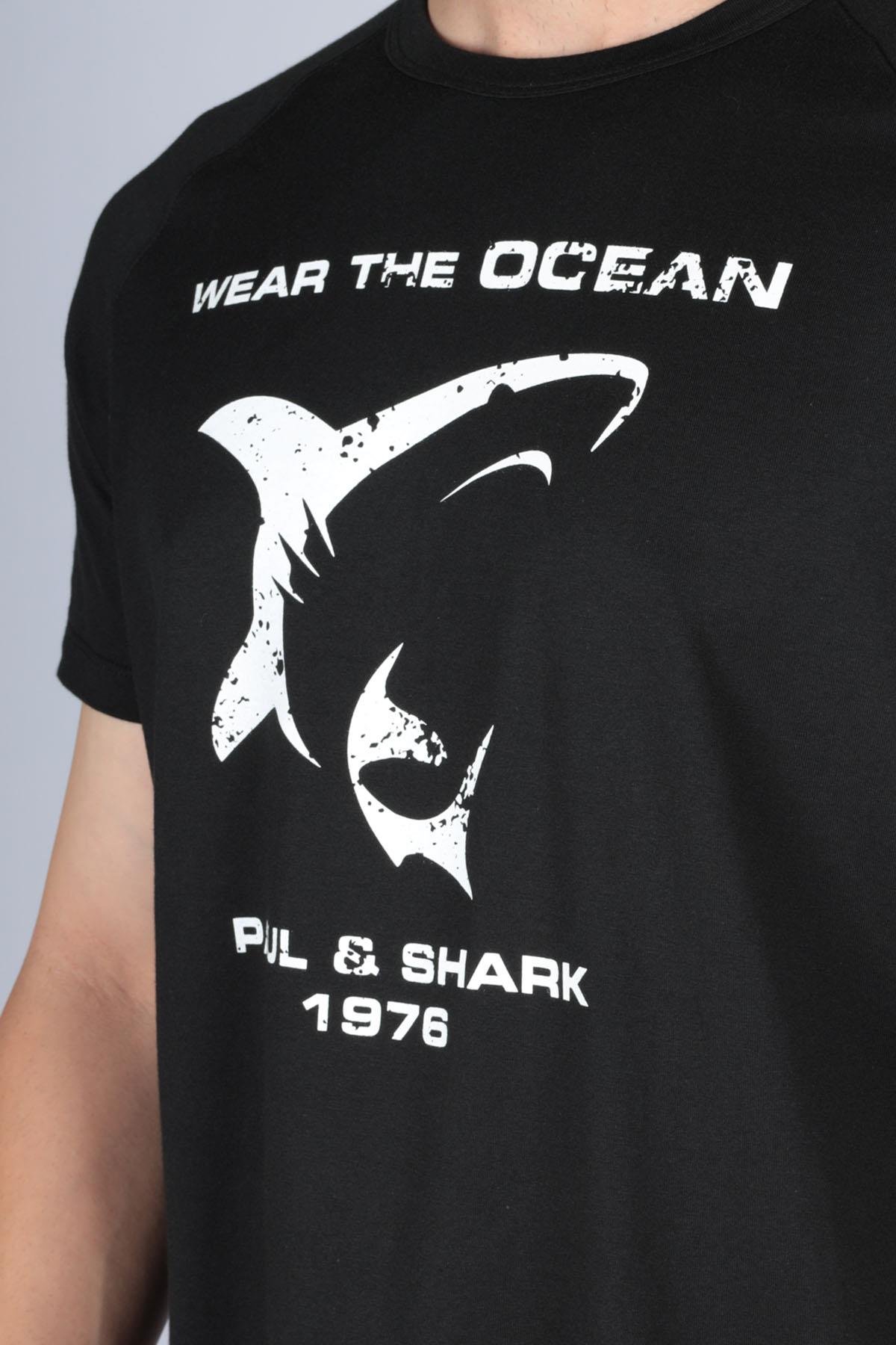 Paul Shark Paul Shark Erkek Pamuklu Regular Fit Düz Kısa Kollu Siyah T-Shirt 23411018-011