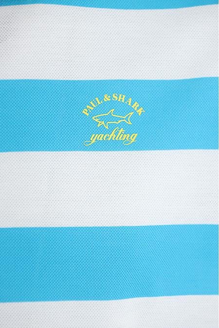 Paul Shark Paul Shark Erkek Pamuklu Regular Fit Çizgili Kısa Kollu Beyaz-Turkuaz Polo Yaka T-Shirt 23411231-148