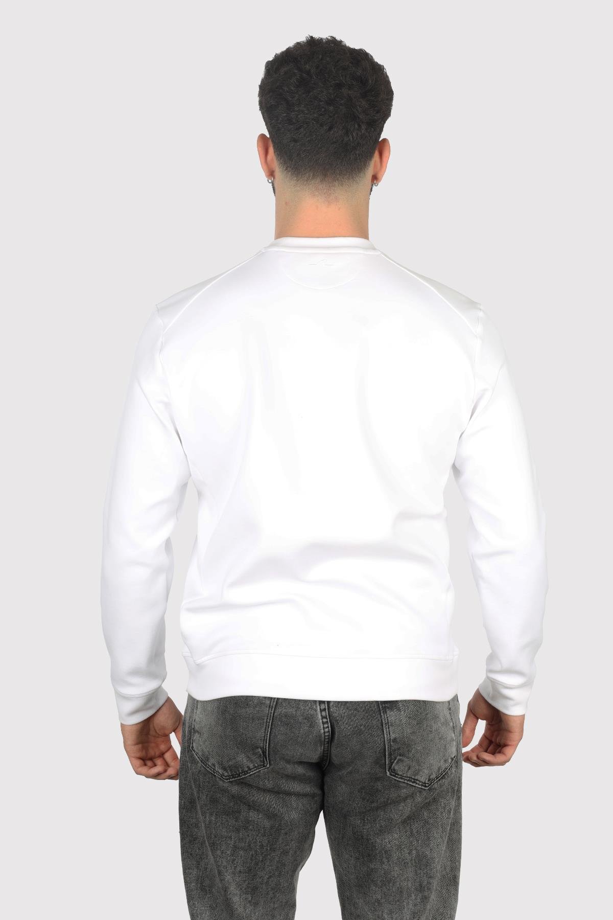 Paul Shark Paul Shark Erkek Pamuklu Uzun Kol Dokuma Günlük Kullanım Beyaz Sweatshirt 14311890-010