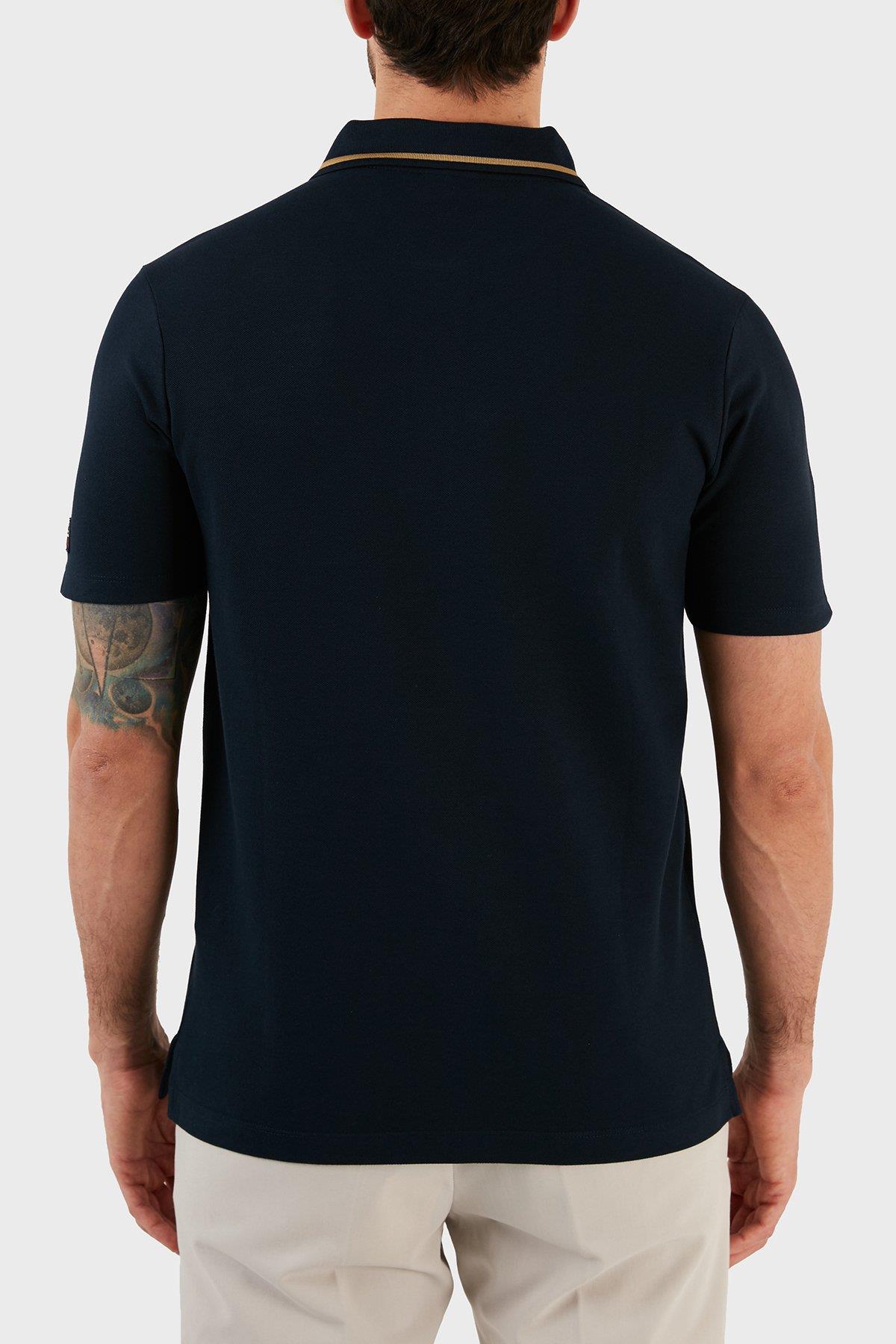 Paul Shark Paul Shark Erkek Polo Yaka Düğme Kapamalı Kısa Kollu Mavi Polo Yaka T-Shirt 12311732-130