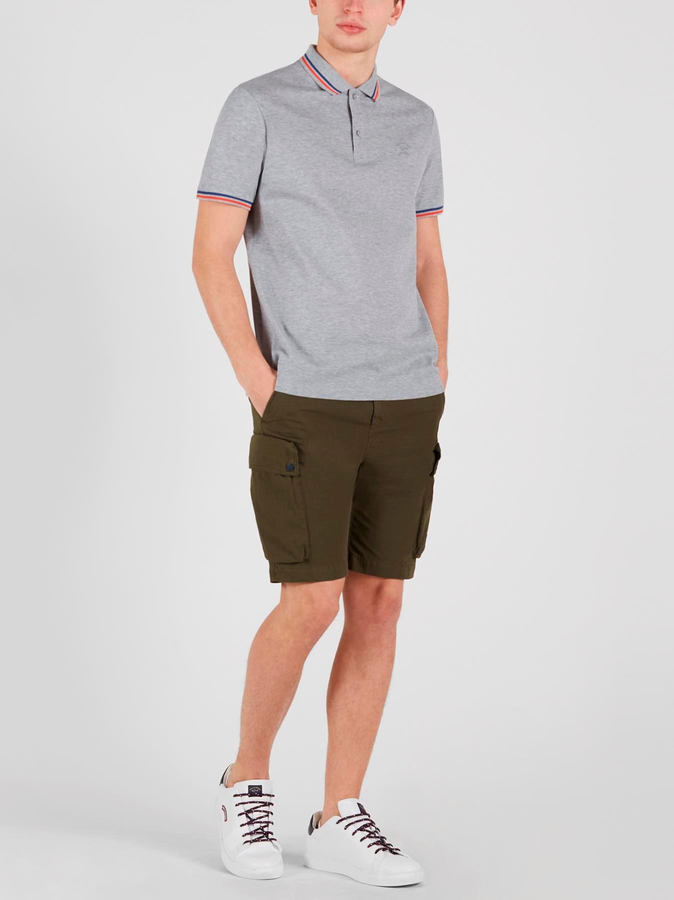Paul Shark Paul Shark Erkek Polo Yaka Organik Pamuklu Uzun Kollu Gri Polo Yaka T-Shirt 21411298-930