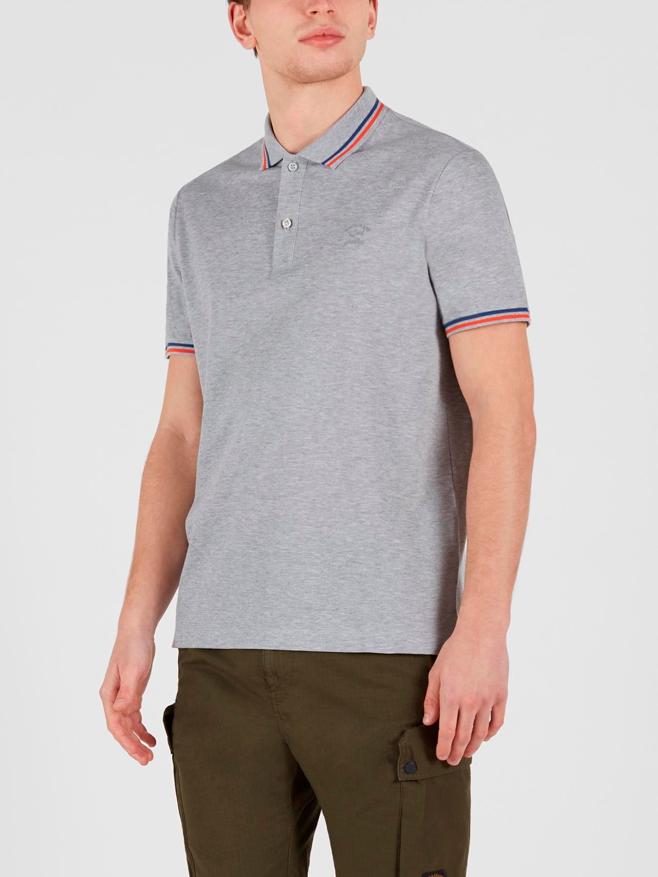Paul Shark Paul Shark Erkek Polo Yaka Organik Pamuklu Uzun Kollu Gri Polo Yaka T-Shirt 21411298-930