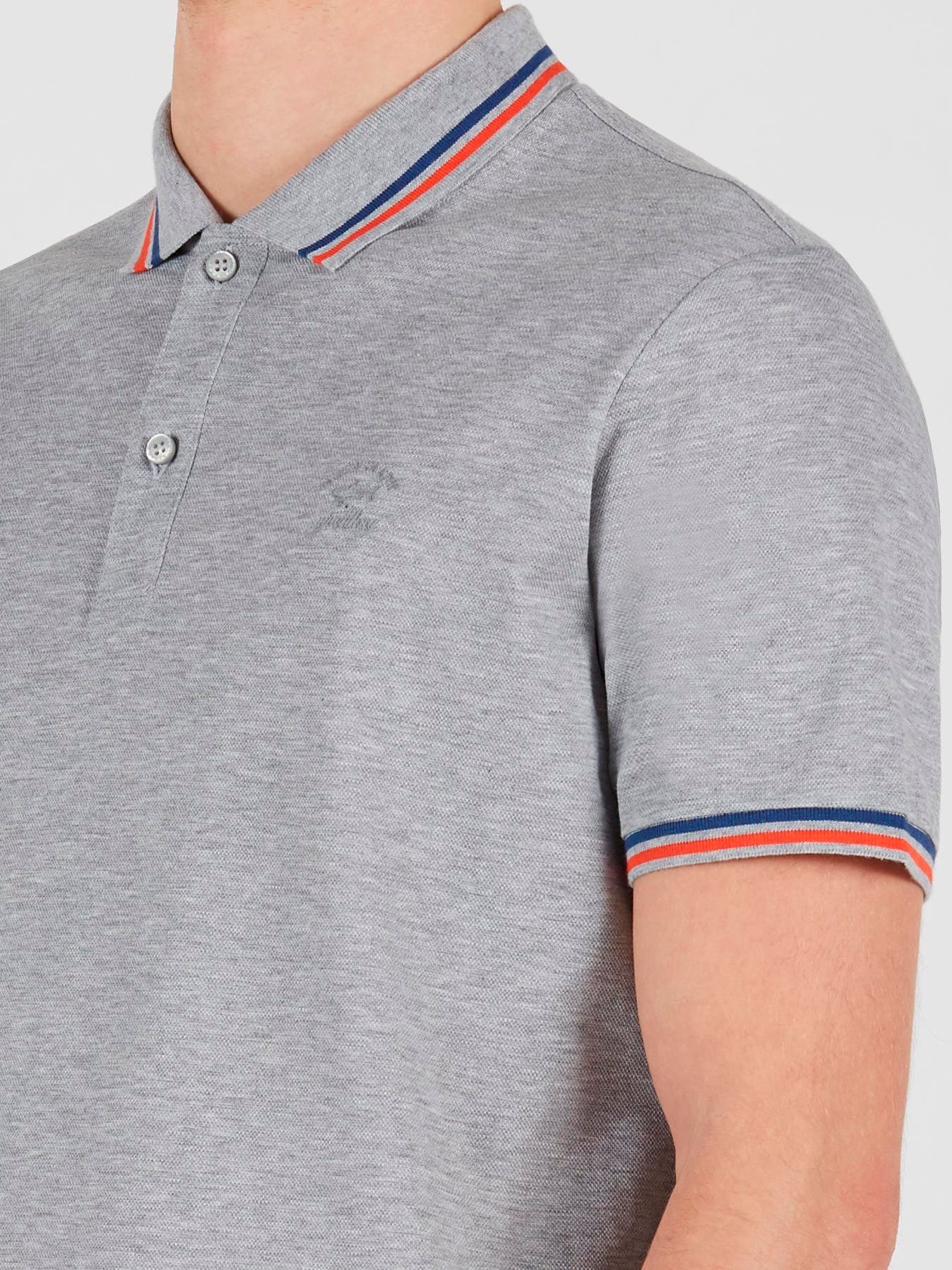 Paul Shark Paul Shark Erkek Polo Yaka Organik Pamuklu Uzun Kollu Gri Polo Yaka T-Shirt 21411298-930