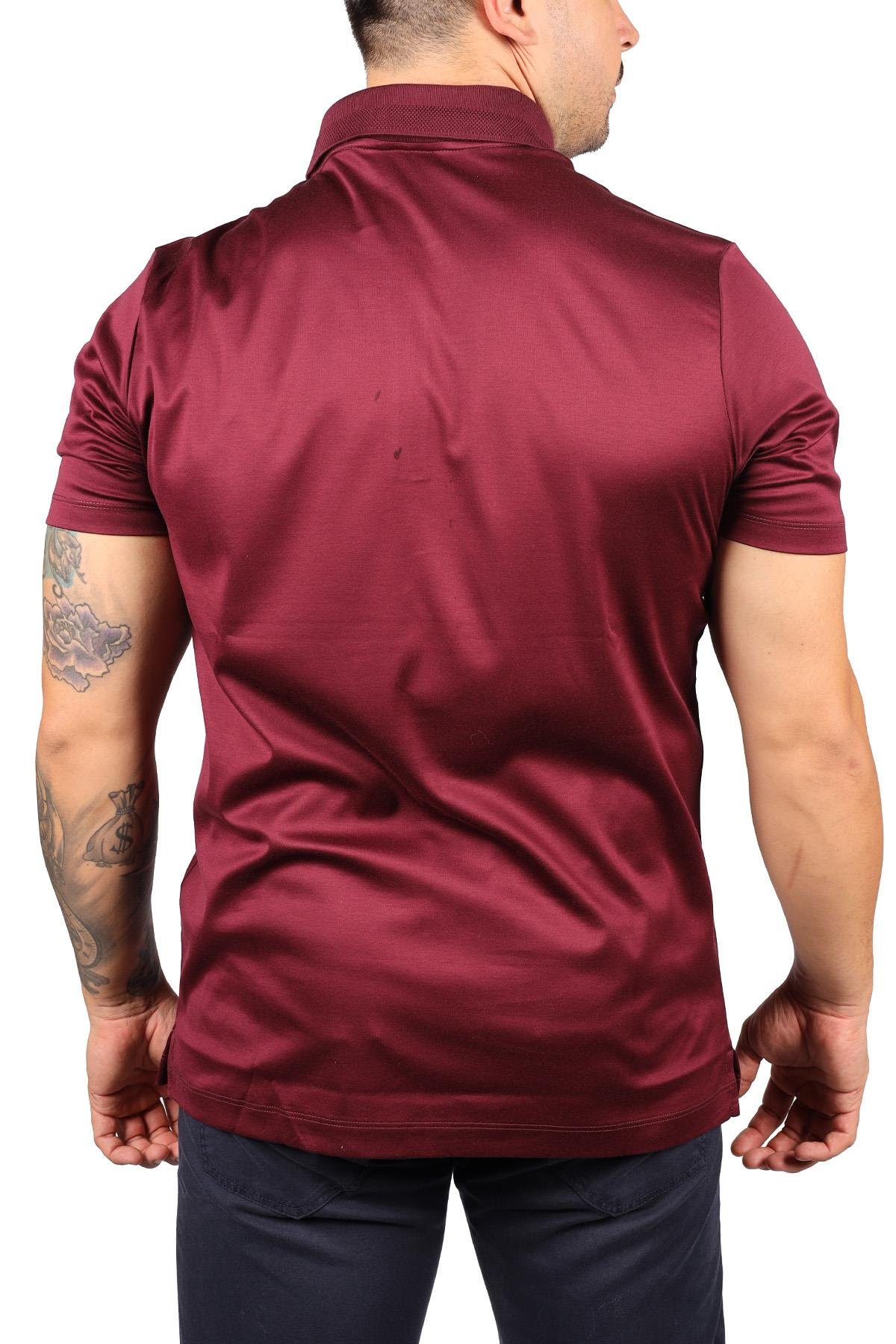 Paul Shark Paul Shark Erkek Polo Yaka Regular Fit Pamuklu Kısa Kollu Bordo Polo Yaka T-Shirt 13311724-411
