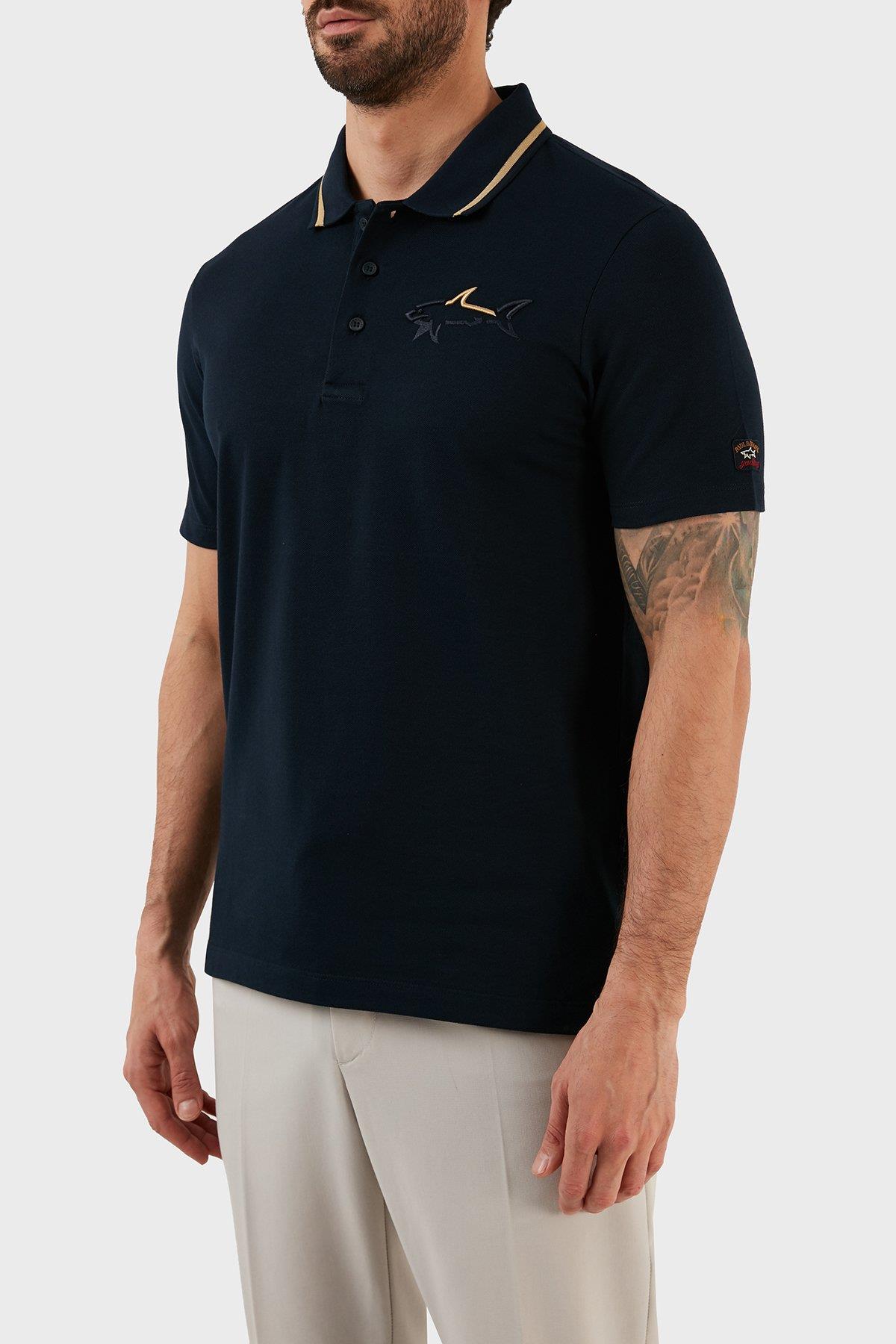 Paul Shark Paul Shark Erkek Polo Yaka Düğme Kapamalı Kısa Kollu Mavi Polo Yaka T-Shirt 12311732-130
