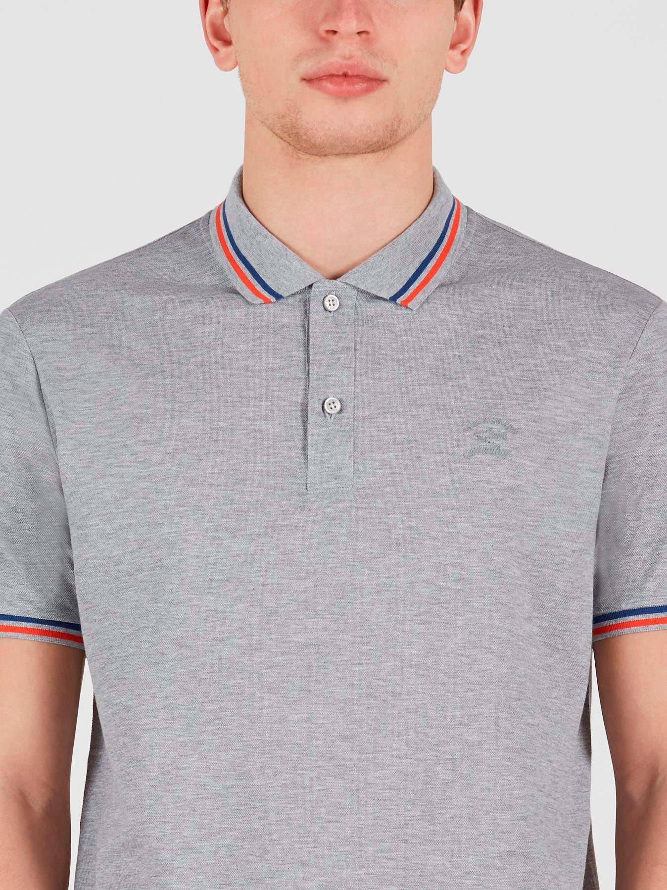 Paul Shark Paul Shark Erkek Polo Yaka Organik Pamuklu Uzun Kollu Gri Polo Yaka T-Shirt 21411298-930