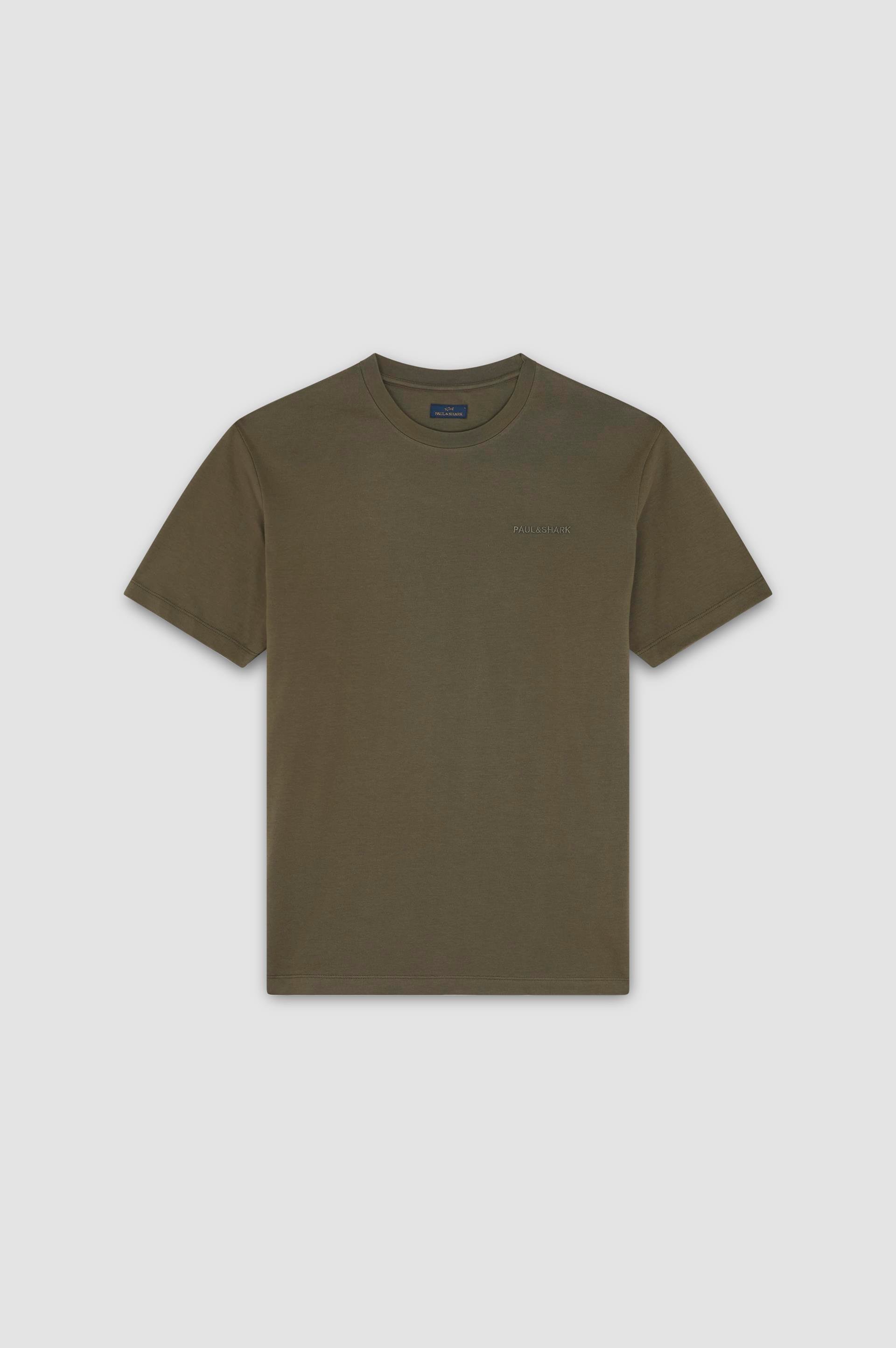 Paul Shark Paul Shark Erkek Regular Fit Yuvarlak Yaka Marka Logo İşlemeli %100 Pamuklu Kısa Kollu Yeşil T-Shirt 25411047-089