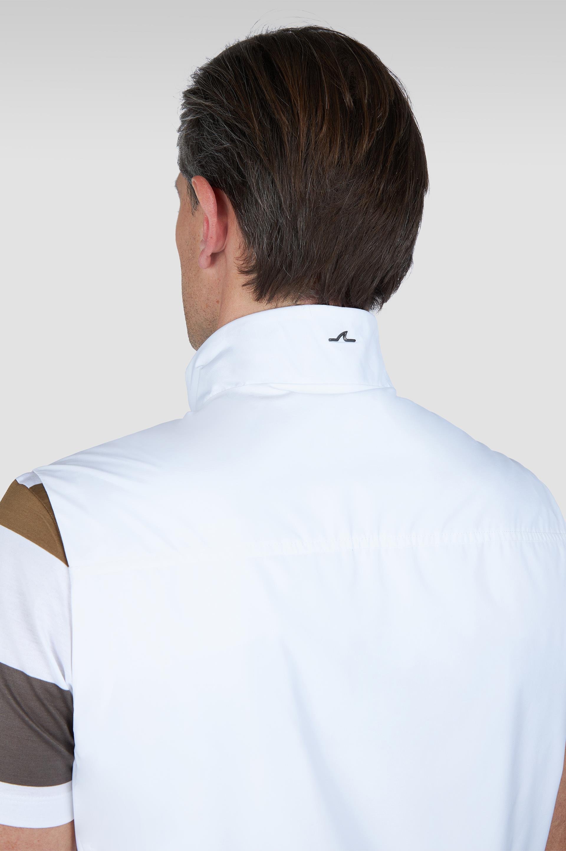 Paul Shark Paul Shark Erkek Regular Fit Rahat Esnek Kumaş Dik Yaka Uzun Kollu Beyaz Yelek 25412657-010
