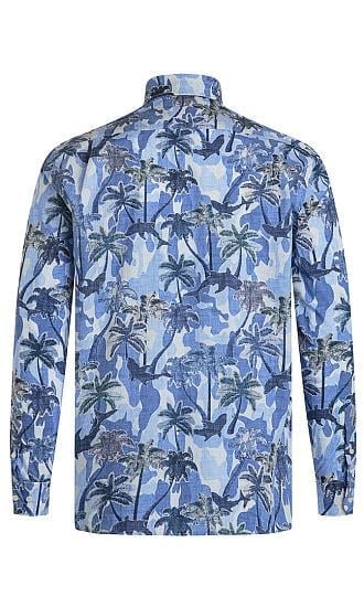 Paul Shark Paul Shark Erkek Regular Fit Desenli Uzun Kol Mavi Gömlek 23413274J-101