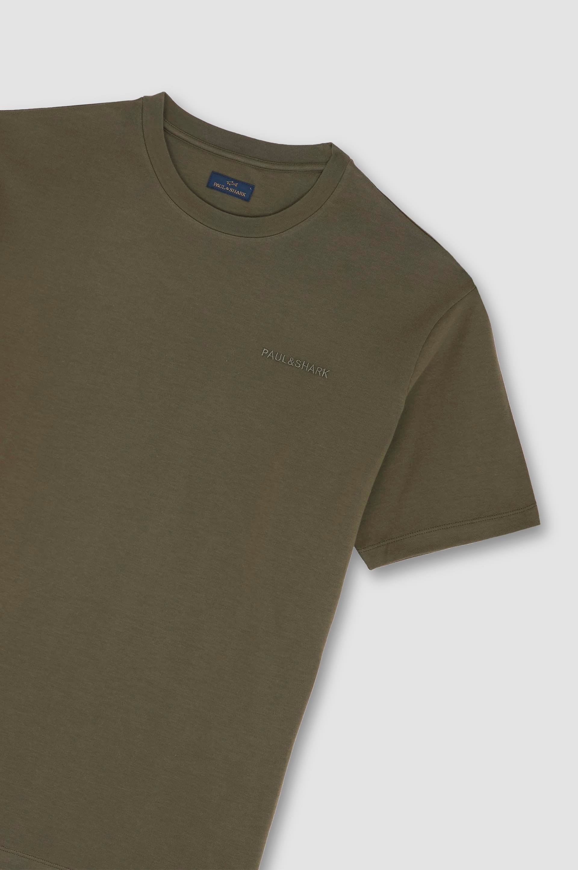 Paul Shark Paul Shark Erkek Regular Fit Yuvarlak Yaka Marka Logo İşlemeli %100 Pamuklu Kısa Kollu Yeşil T-Shirt 25411047-089