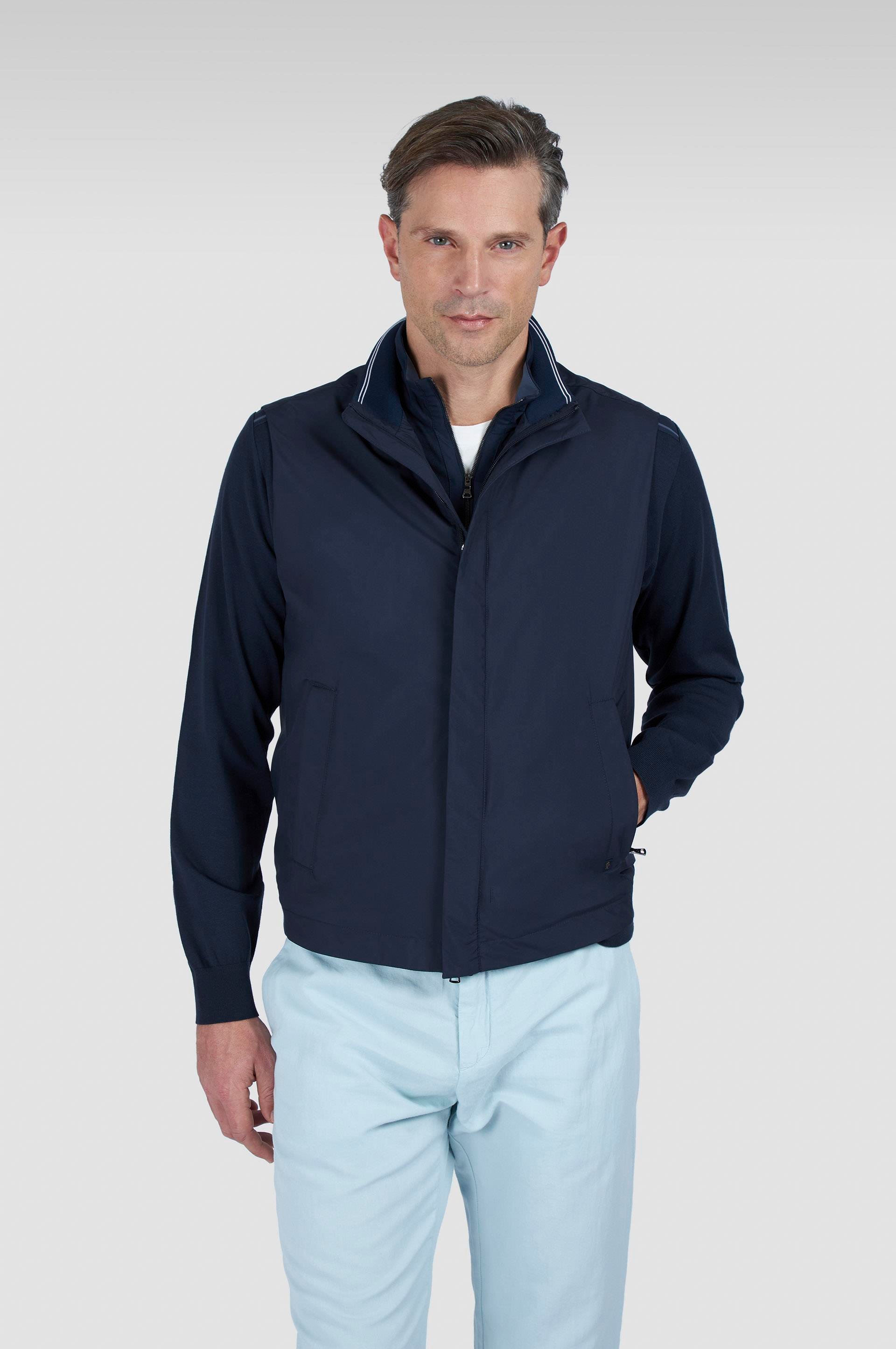 Paul Shark Paul Shark Erkek Regular Fit Rahat Esnek Kumaş Dik Yaka Uzun Kollu Lacivert Yelek 25412657-013