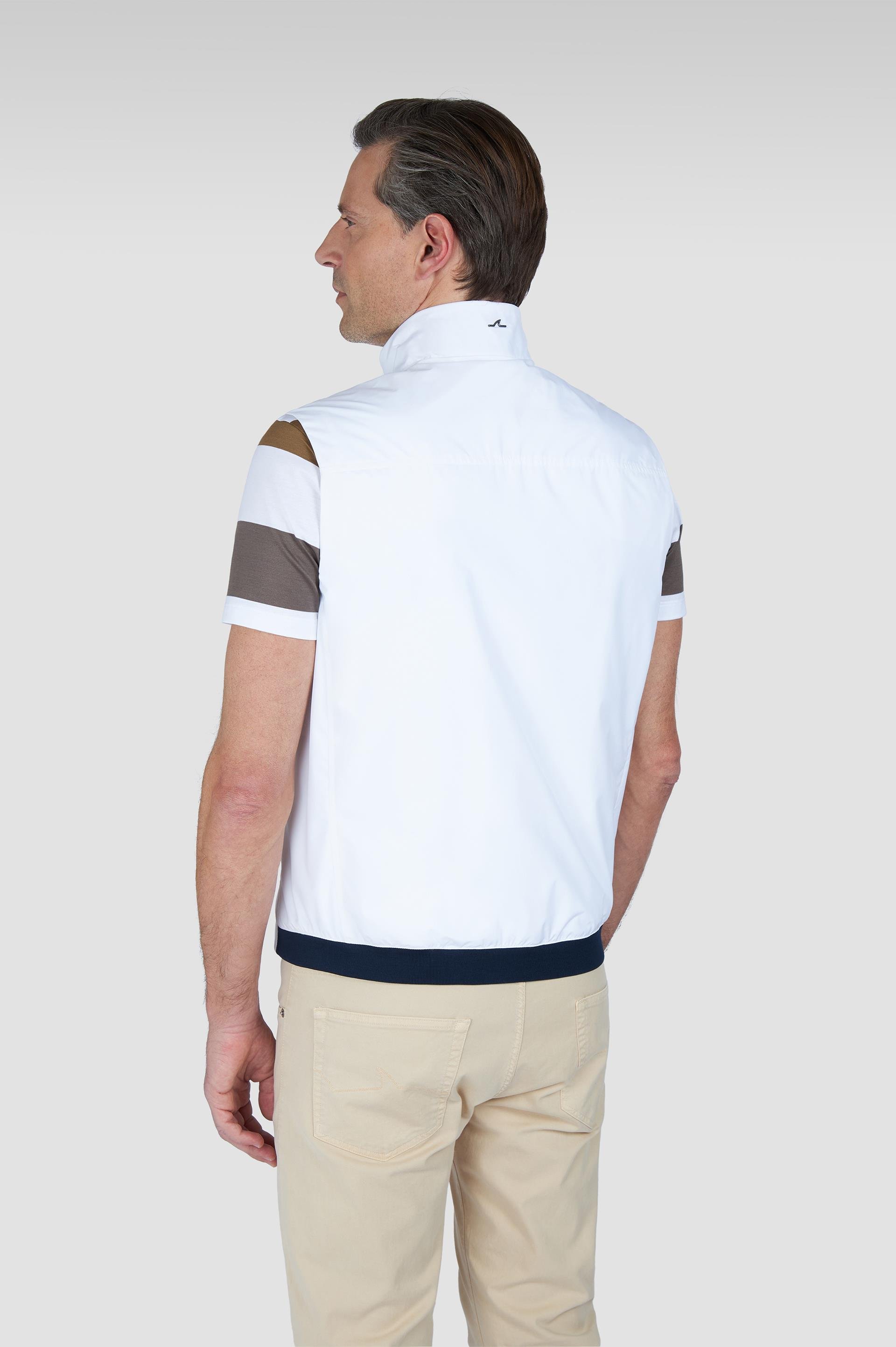Paul Shark Paul Shark Erkek Regular Fit Rahat Esnek Kumaş Dik Yaka Uzun Kollu Beyaz Yelek 25412657-010