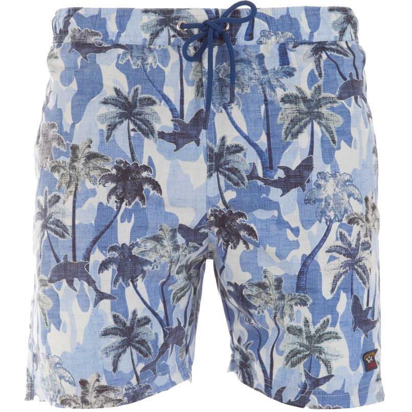 Paul Shark Paul Shark Erkek Regular Fit Desenli Mavi Mayo 23415066-100