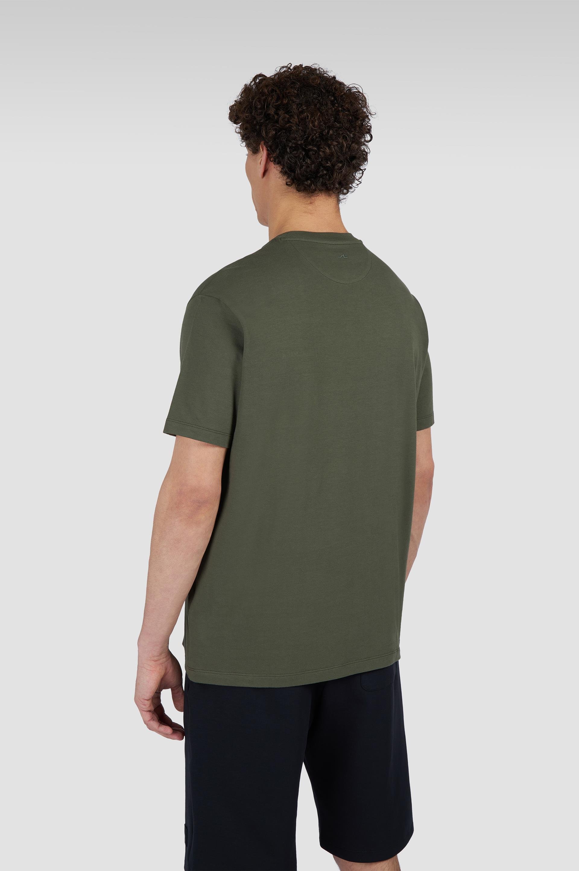 Paul Shark Paul Shark Erkek Regular Fit Yuvarlak Yaka Marka Logo İşlemeli %100 Pamuklu Kısa Kollu Yeşil T-Shirt 25411047-089