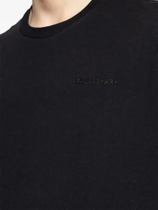Paul Shark Paul Shark Erkek Regular Fit Yuvarlak Yaka Marka Logo İşlemeli %100 Pamuklu Kısa Kollu Siyah T-Shirt 25411047-011