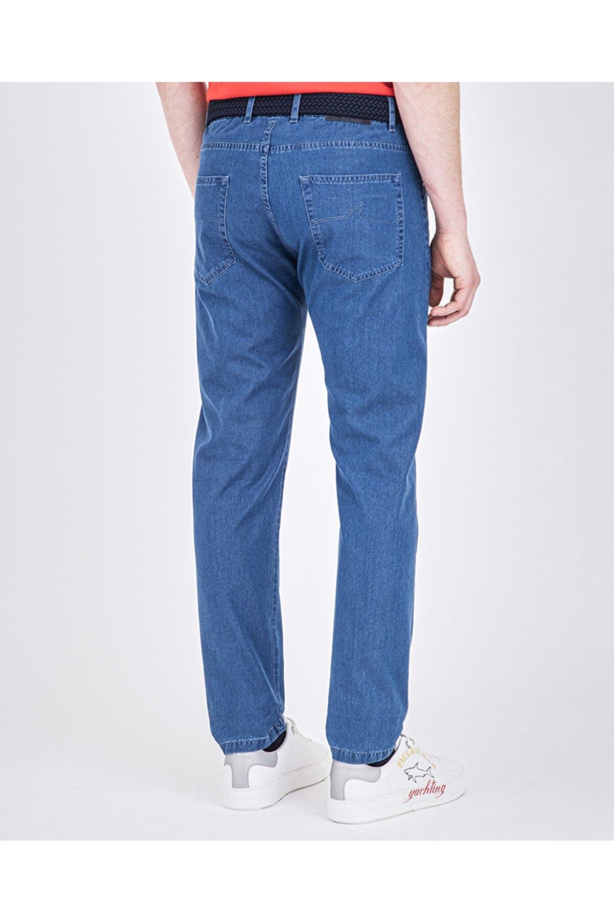 Paul Shark Paul Shark Erkek Slim Fit Düz Fermuarlı Lacivert Jeans 22414118-013