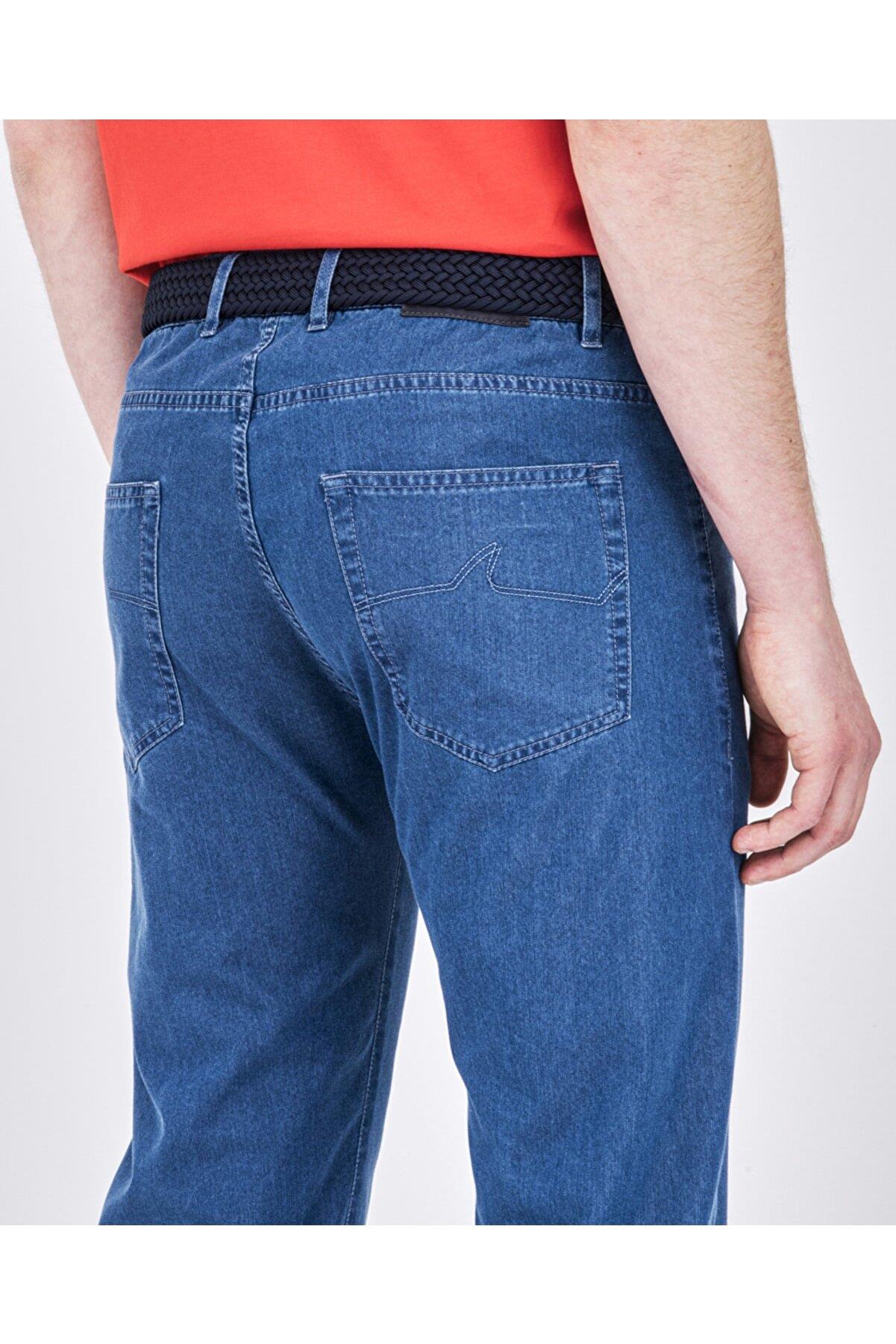Paul Shark Paul Shark Erkek Slim Fit Düz Fermuarlı Lacivert Jeans 22414118-013