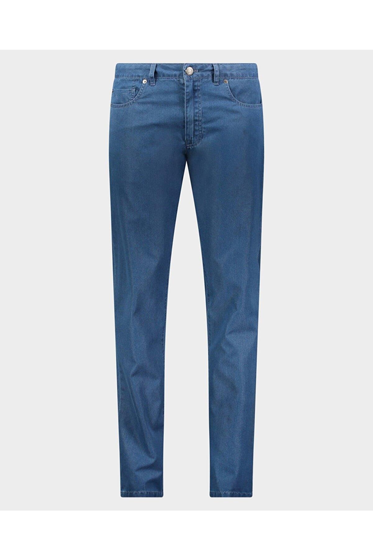 Paul Shark Paul Shark Erkek Slim Fit Düz Fermuarlı Lacivert Jeans 22414118-013