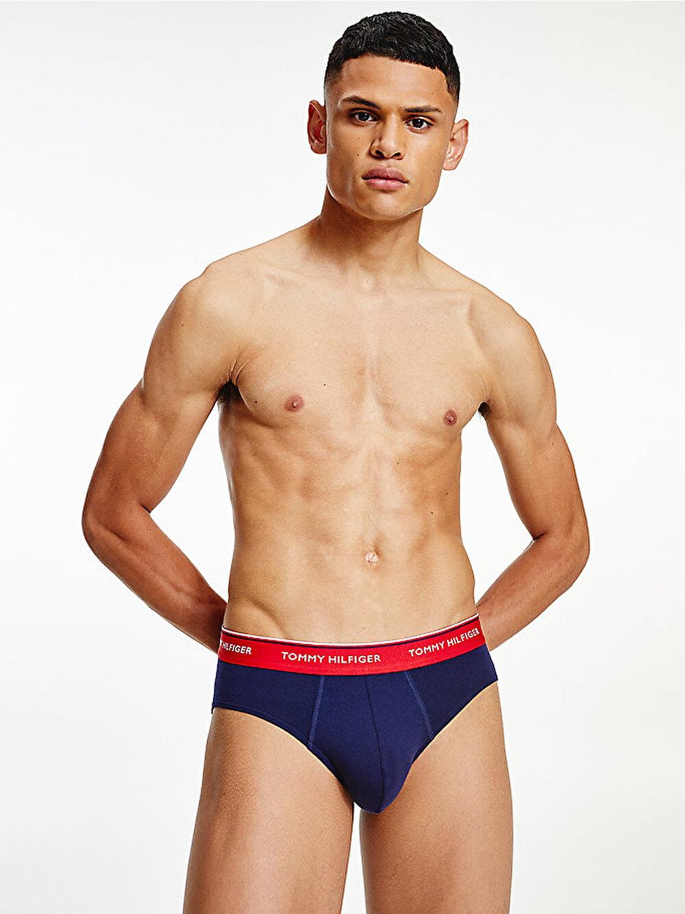 Tommy Hilfiger Tommy Hilfiger Erkek Beli Lastikli Kısa Boy Logolu Dokuma Kumaş Lacivert-Kırmızı-Beyaz Boxer 1U87903766-904