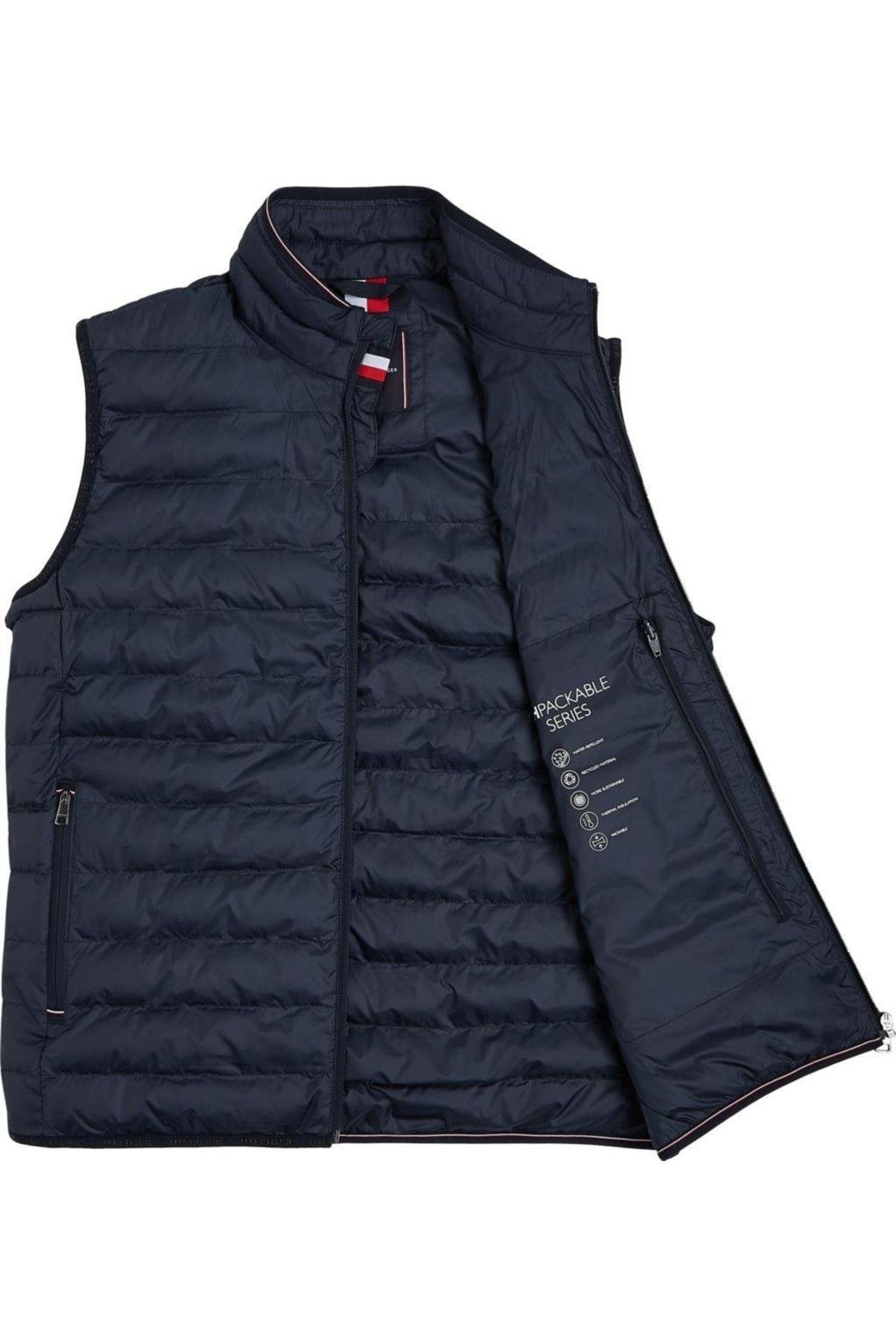 Tommy Hilfiger Tommy Hilfiger Erkek Cepli Fermuar Kapamalı Kolsuz Günlük Lacivert Yelek MW0MW18762-DW5