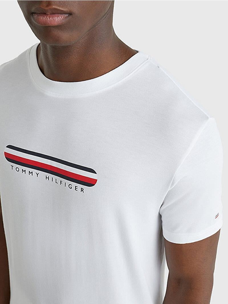 Tommy Hilfiger Tommy Hilfiger Erkek Dokuma Kumaş Kısa Kol Düz Model Beyaz T-Shirt UM0UM02348-YBR