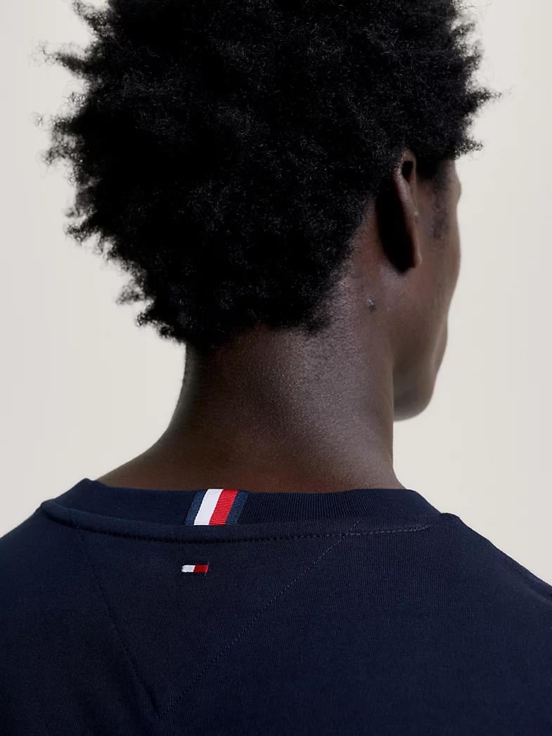 Tommy Hilfiger Tommy Hilfiger Erkek Dokuma Kumaş Kısa Kol Düz Model Lacivert T-Shirt MW0MW32584-DW5