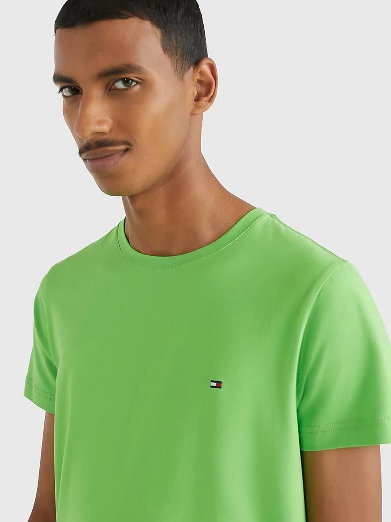 Tommy Hilfiger Tommy Hilfiger Erkek Dokuma Kumaş Kısa Kol Düz Model Yeşil T-Shirt MW0MW10800-LWY