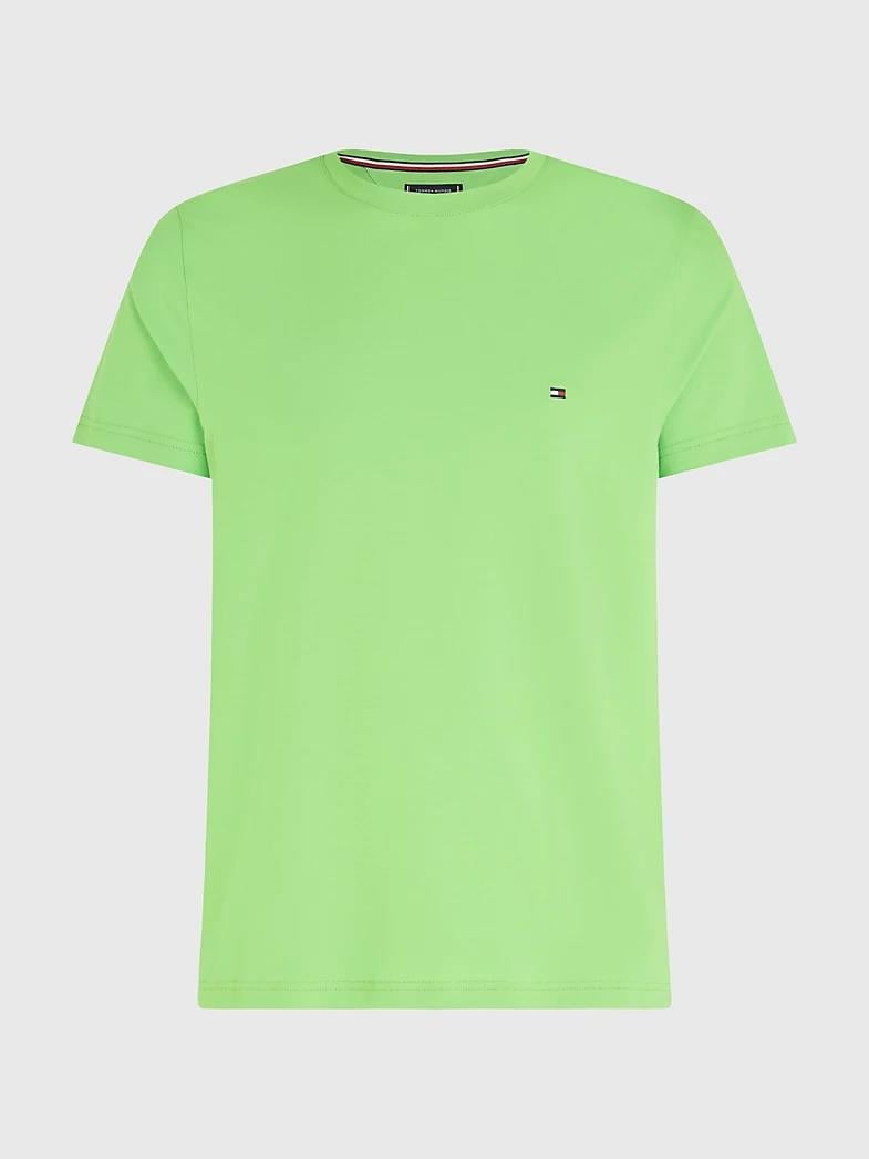 Tommy Hilfiger Tommy Hilfiger Erkek Dokuma Kumaş Kısa Kol Düz Model Yeşil T-Shirt MW0MW10800-LWY