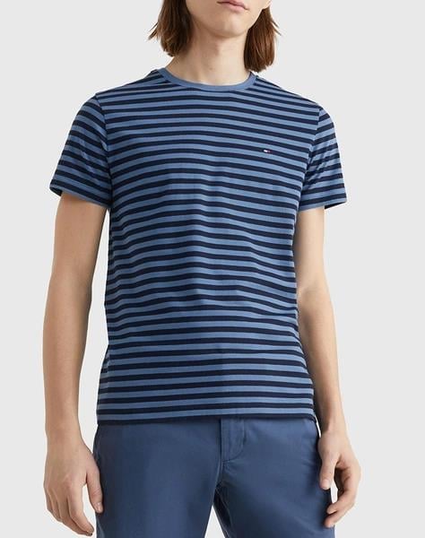 Tommy Hilfiger Tommy Hilfiger Erkek Dokuma Kumaş Kısa Kol Düz Model Mavi T-Shirt MW0MW10800-0BB