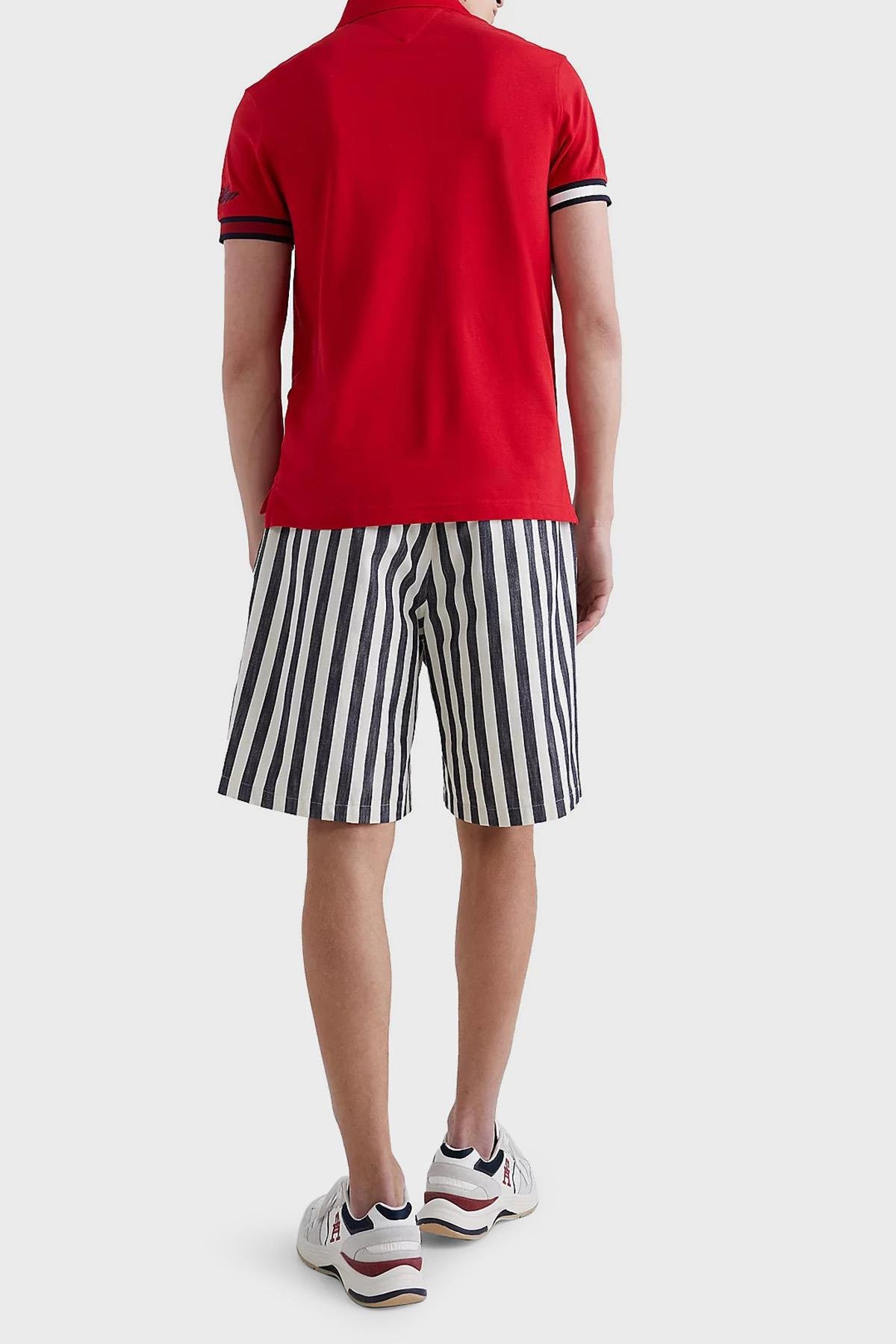Tommy Hilfiger Tommy Hilfiger Erkek Dokuma Polo Yaka Kısa Kol Günlük Kırmızı Polo Yaka T-Shirt MW0MW30764-XLG