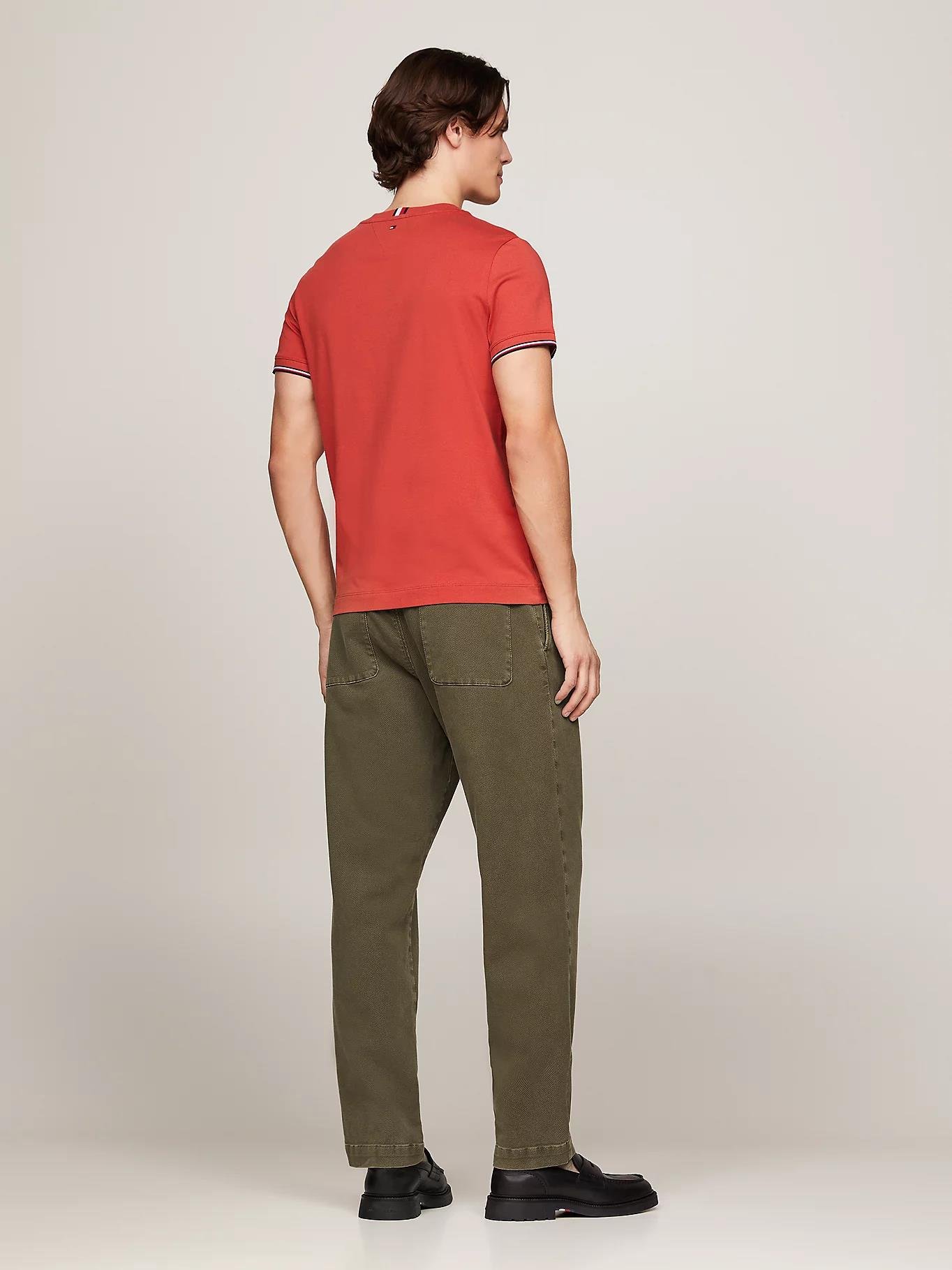 Tommy Hilfiger Tommy Hilfiger Erkek Dokuma Kumaş Kısa Kol Düz Model Kırmızı T-Shirt MW0MW32584-XM0
