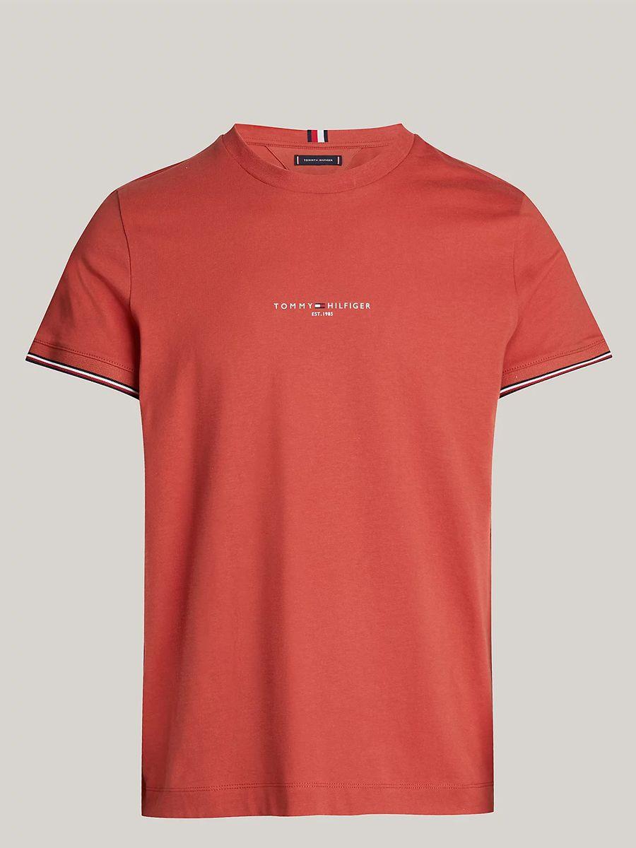 TOMMY HILFIGER Tommy Hilfiger Erkek Dokuma Kumaş Kısa Kol Düz Model Kırmızı T-Shirt MW0MW32584-XLD