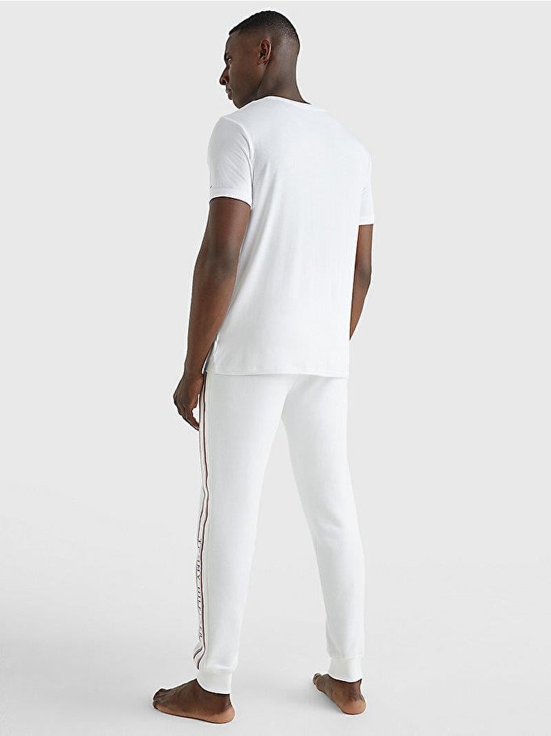 Tommy Hilfiger Tommy Hilfiger Erkek Dokuma Kumaş Kısa Kol Düz Model Beyaz T-Shirt UM0UM02348-YBR