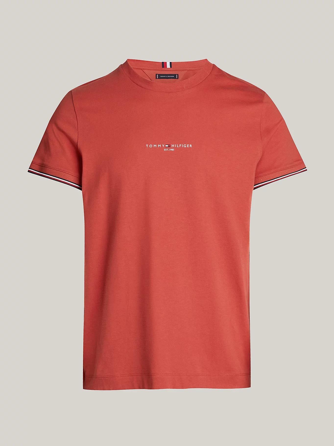 Tommy Hilfiger Tommy Hilfiger Erkek Dokuma Kumaş Kısa Kol Düz Model Kırmızı T-Shirt MW0MW32584-XM0