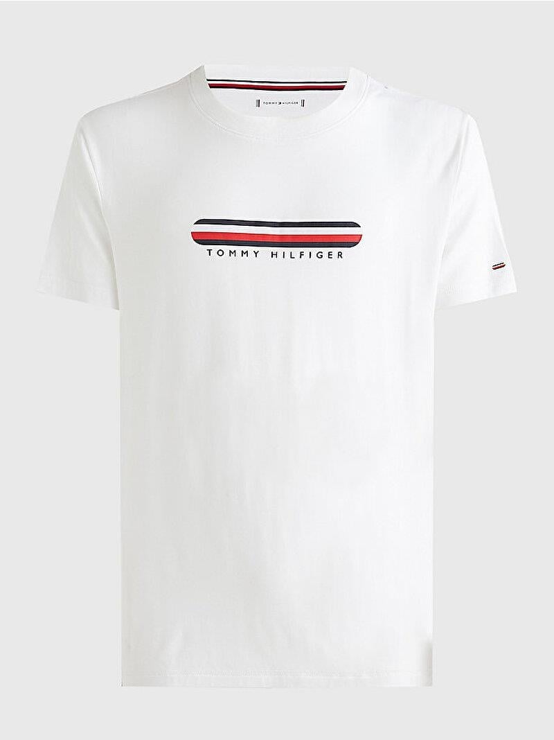 Tommy Hilfiger Tommy Hilfiger Erkek Dokuma Kumaş Kısa Kol Düz Model Beyaz T-Shirt UM0UM02348-YBR