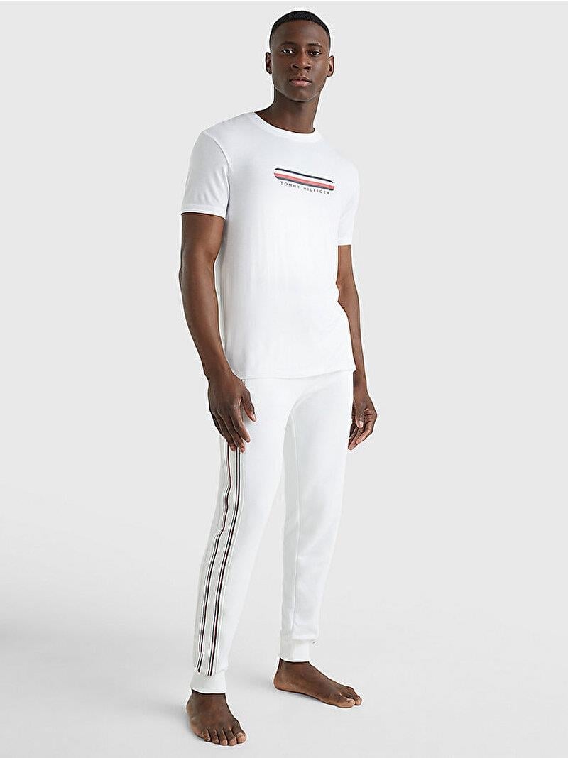 Tommy Hilfiger Tommy Hilfiger Erkek Dokuma Kumaş Kısa Kol Düz Model Beyaz T-Shirt UM0UM02348-YBR