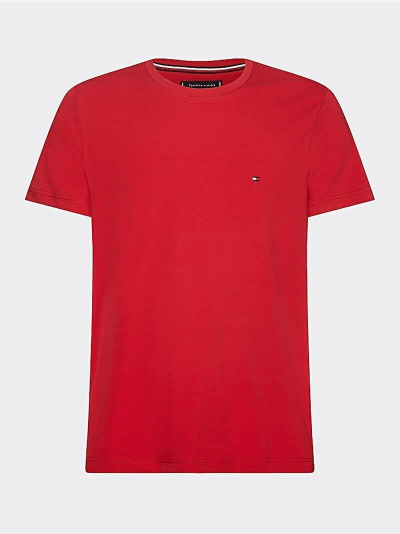 Tommy Hilfiger Tommy Hilfiger Erkek Dokuma Kumaş Kısa Kol Düz Model Kırmızı T-Shirt MW0MW10800-XLG