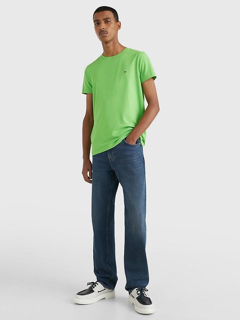 Tommy Hilfiger Tommy Hilfiger Erkek Dokuma Kumaş Kısa Kol Düz Model Yeşil T-Shirt MW0MW10800-LWY