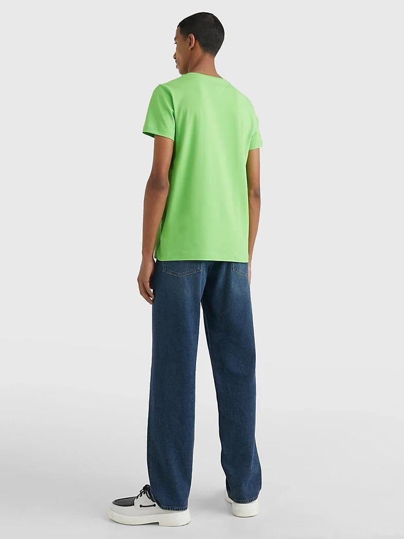 Tommy Hilfiger Tommy Hilfiger Erkek Dokuma Kumaş Kısa Kol Düz Model Yeşil T-Shirt MW0MW10800-LWY