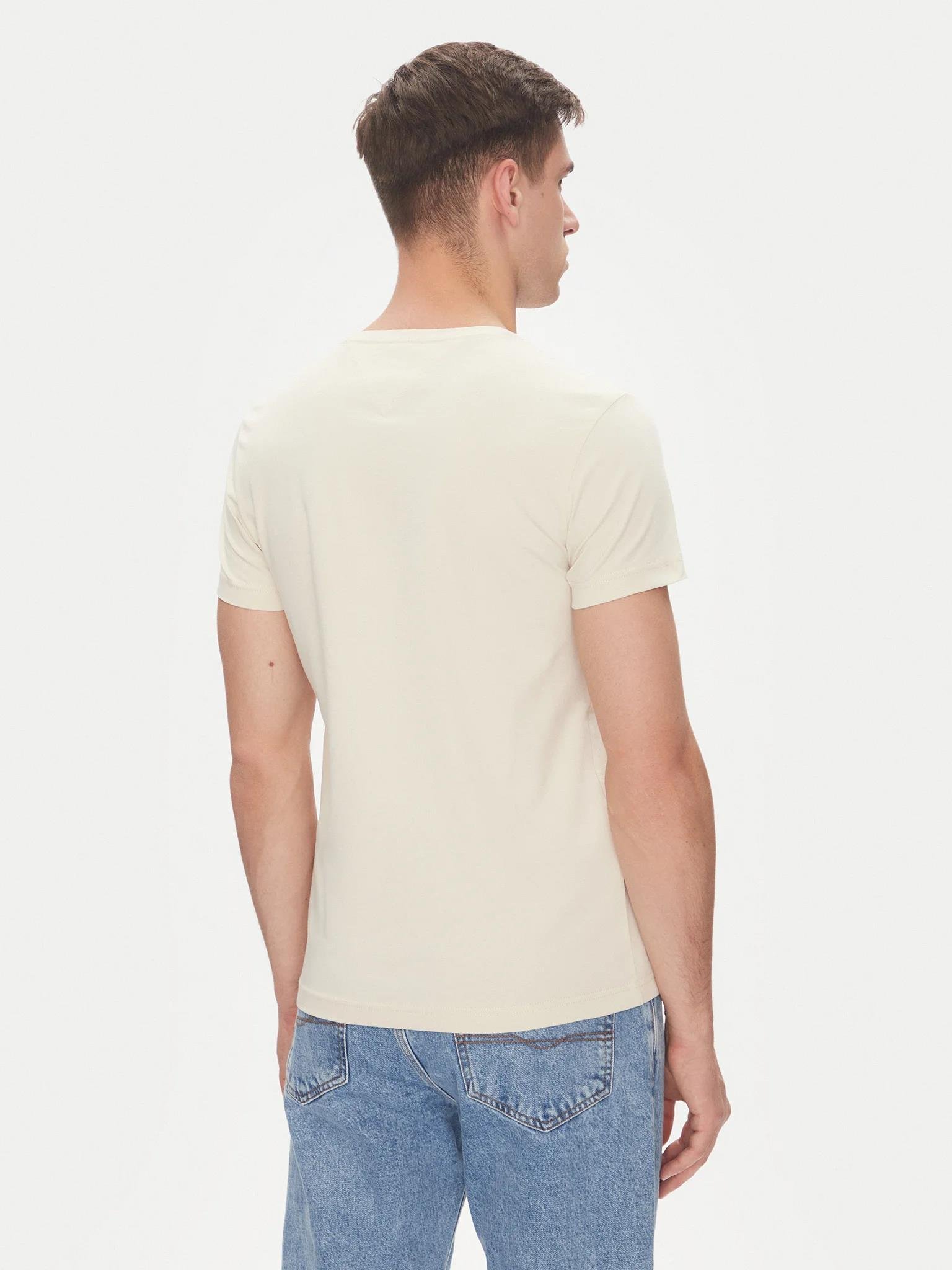TOMMY HILFIGER Tommy Hilfiger Erkek Dokuma Kumaş Kısa Kol Düz Model Bej T-Shirt MW0MW10800-ACG