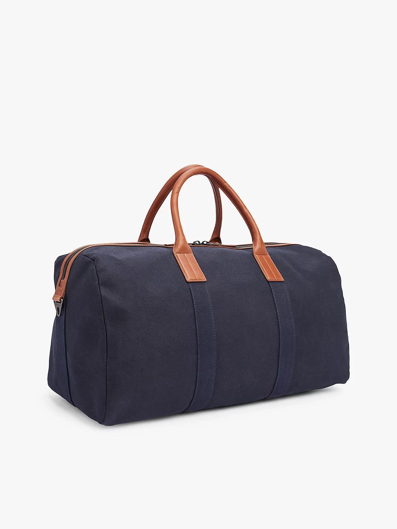 TOMMY HILFIGER Tommy Hilfiger Erkek Geniş Tasarım Pamuklu Logo Desenli Lacivert Valiz AM0AM13082-DW6