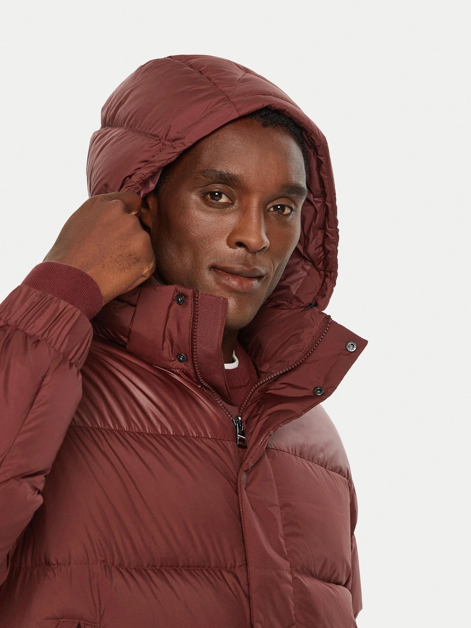 Tommy Hilfiger Tommy Hilfiger Erkek Kapşonlu Yaka Marka Detaylı Fermuarlı Şişme Bordo Mont MW0MW36569-VLP