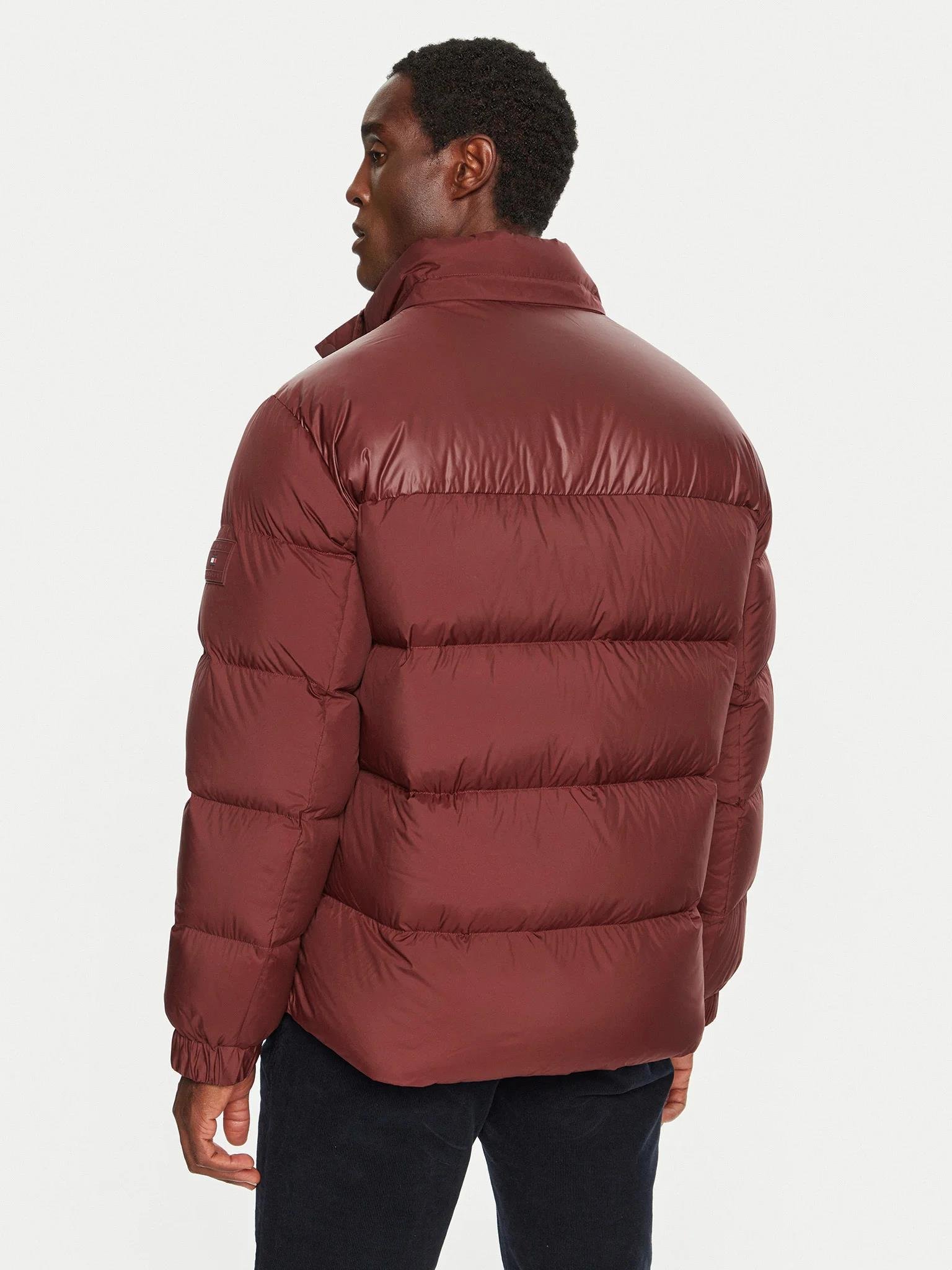 Tommy Hilfiger Tommy Hilfiger Erkek Kapşonlu Yaka Marka Detaylı Fermuarlı Şişme Bordo Mont MW0MW36569-VLP